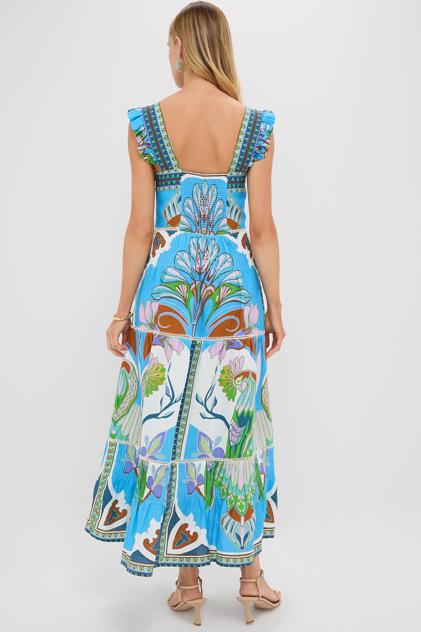 Blue Multicolor Sybill Dress - Elegant Flowy Midi Dress for Women | Perfect for Weddings, Parties & Special Occasions
