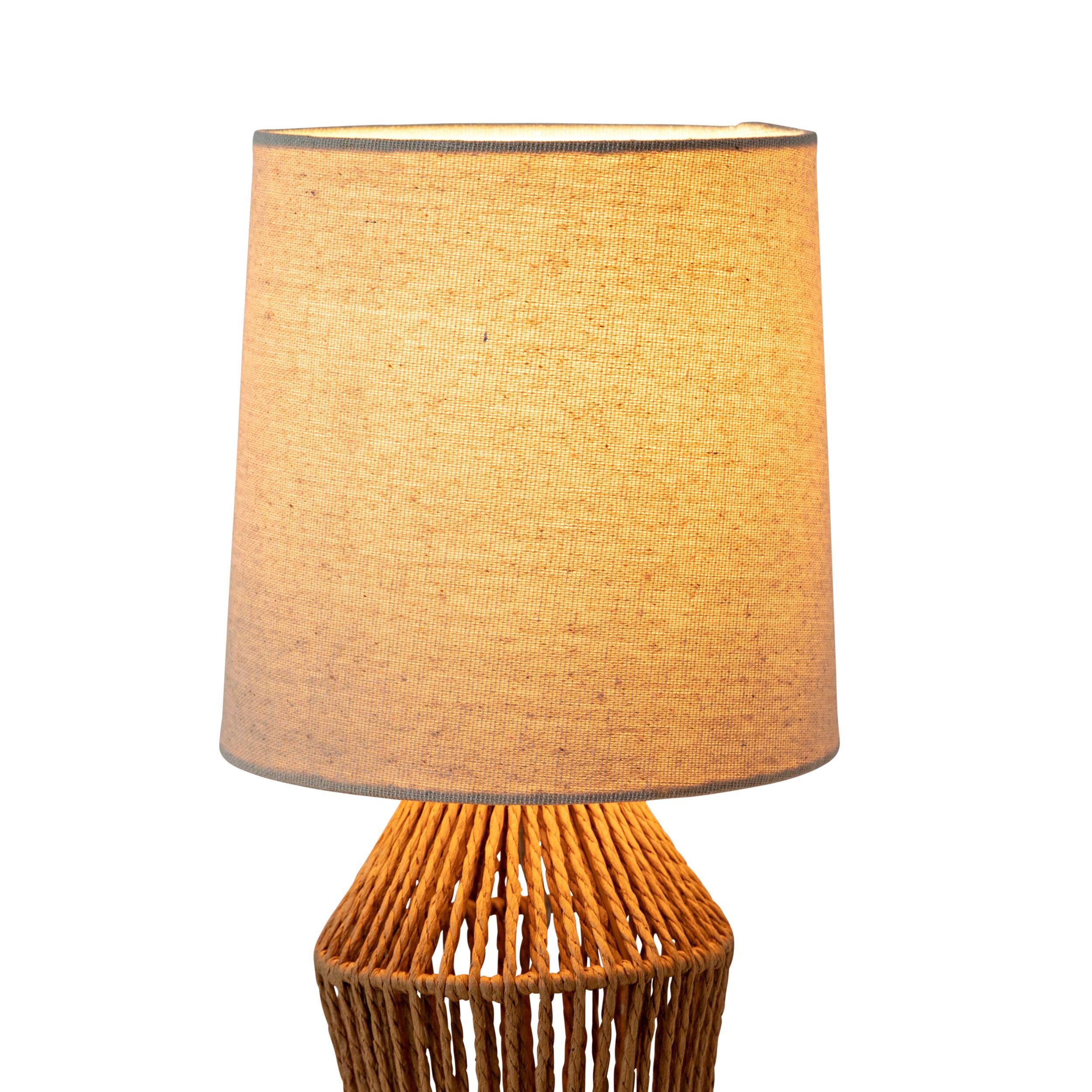 Beatrice Rope Table Lamp - 32cm Modern Rattan Nightstand Light for Bedroom, Living Room & Office Decor | Natural Woven Shade with Warm White Bulb
