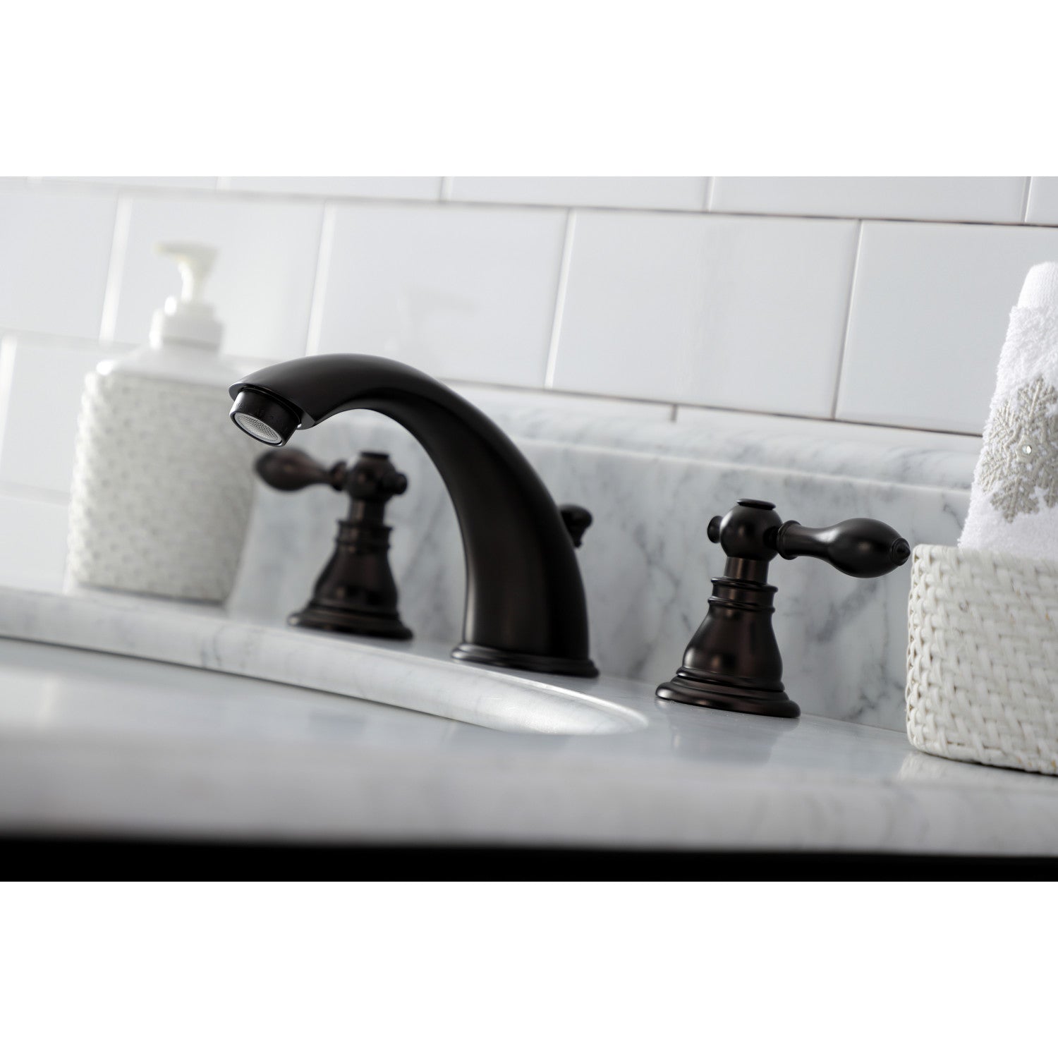 American Classic KB965ACL Oil Rubbed Bronze Widespread Bathroom Faucet - 3 Hole Deck Mount with Pop Up Drain - Perfect for Modern Bathroom Vanities and Powder Rooms