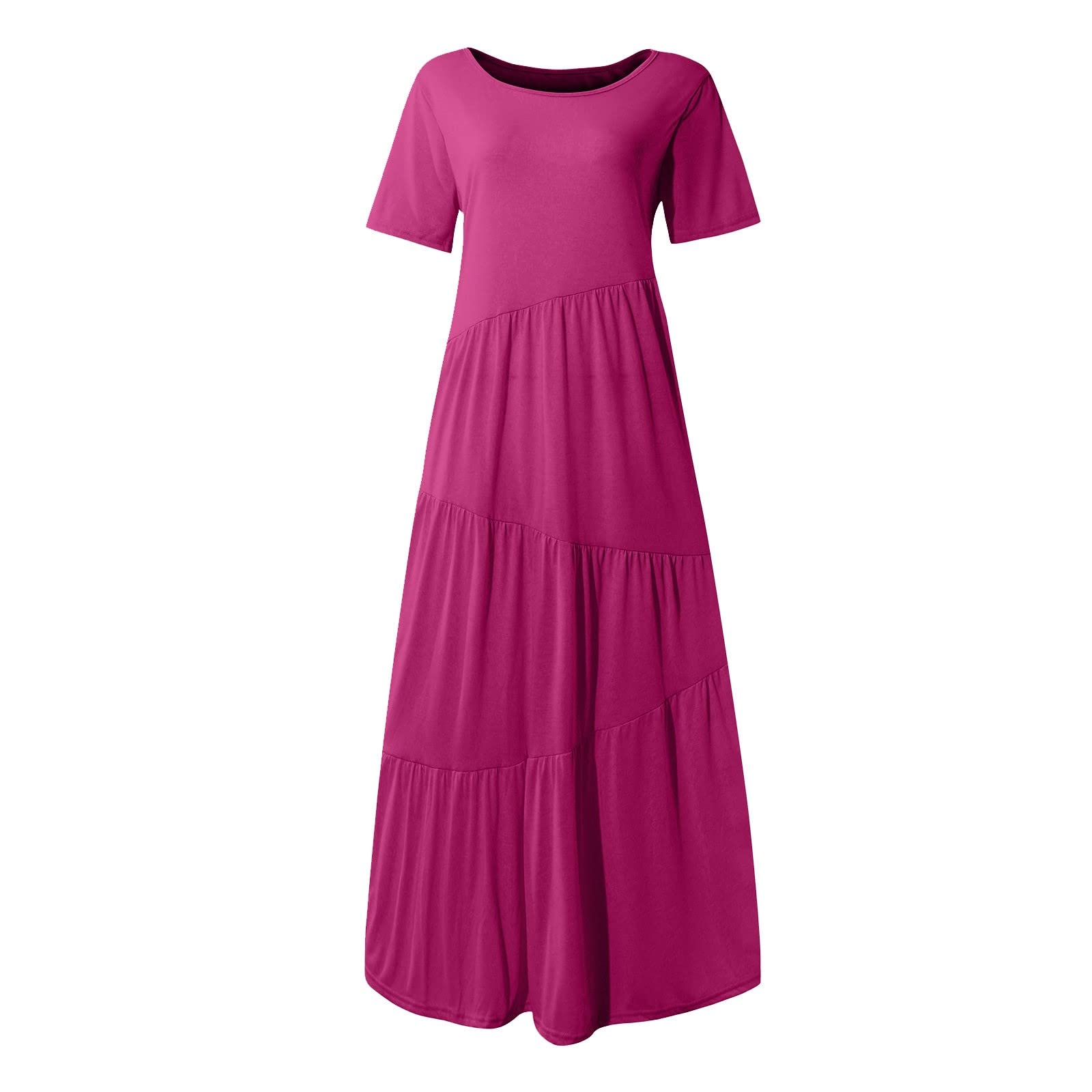**Plus Size Women's Casual Loose Asymmetric Layered Maxi Dress - Solid Color Beach Sun Dress for Summer Vacation, Pool Party & Boho Outfit**