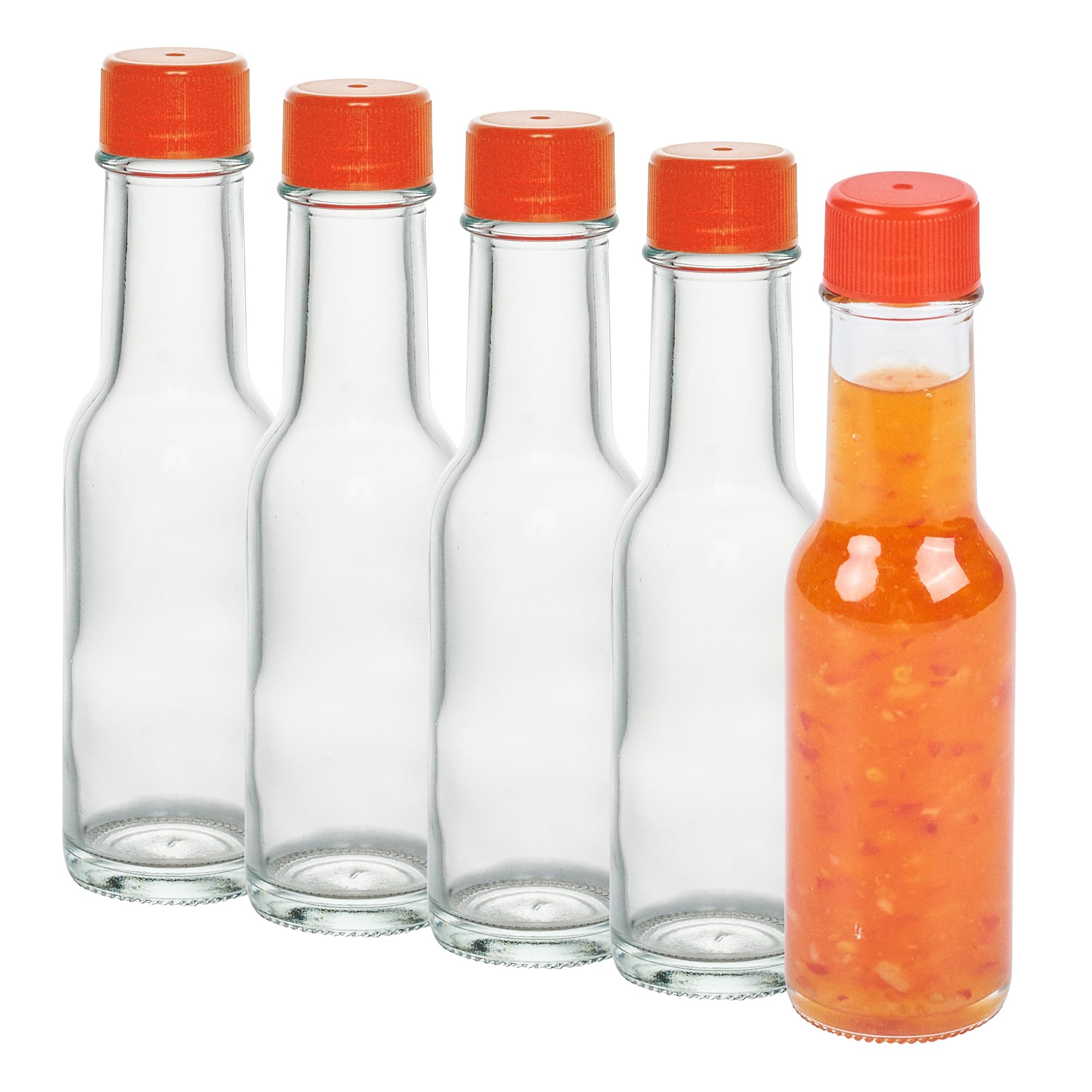 **Vetri 3 oz Clear Glass Woozy Bottles (10-Pack) with Red Caps – Dishwasher Safe & Durable for Hot Sauce, Salad Dressing, BBQ Sauce, Oil, Tinctures – Perfect for Restaurants, Catering & Home Kitchens**