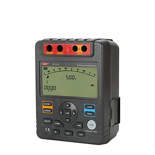 UNI-T UT512 Digital Insulation Resistance Tester 500V/1000V/1500V/2500V with USB PC Software - High Voltage PI DAR Tester for Electrical Maintenance, Industrial Testing & Home DIY Projects