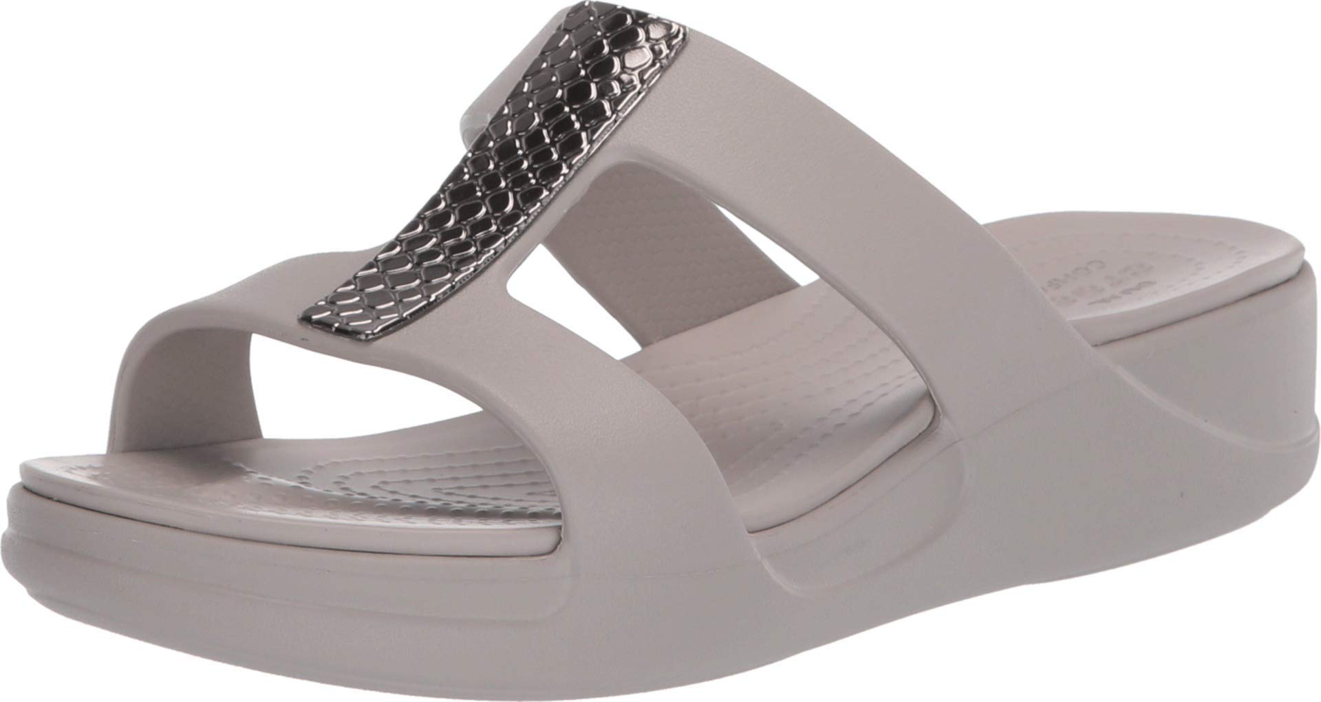 Crocs Women's Monterey Metallic Slip-On Wedge Sandals - Comfortable & Stylish Casual Shoes for Beach, Pool, and Summer Outfits