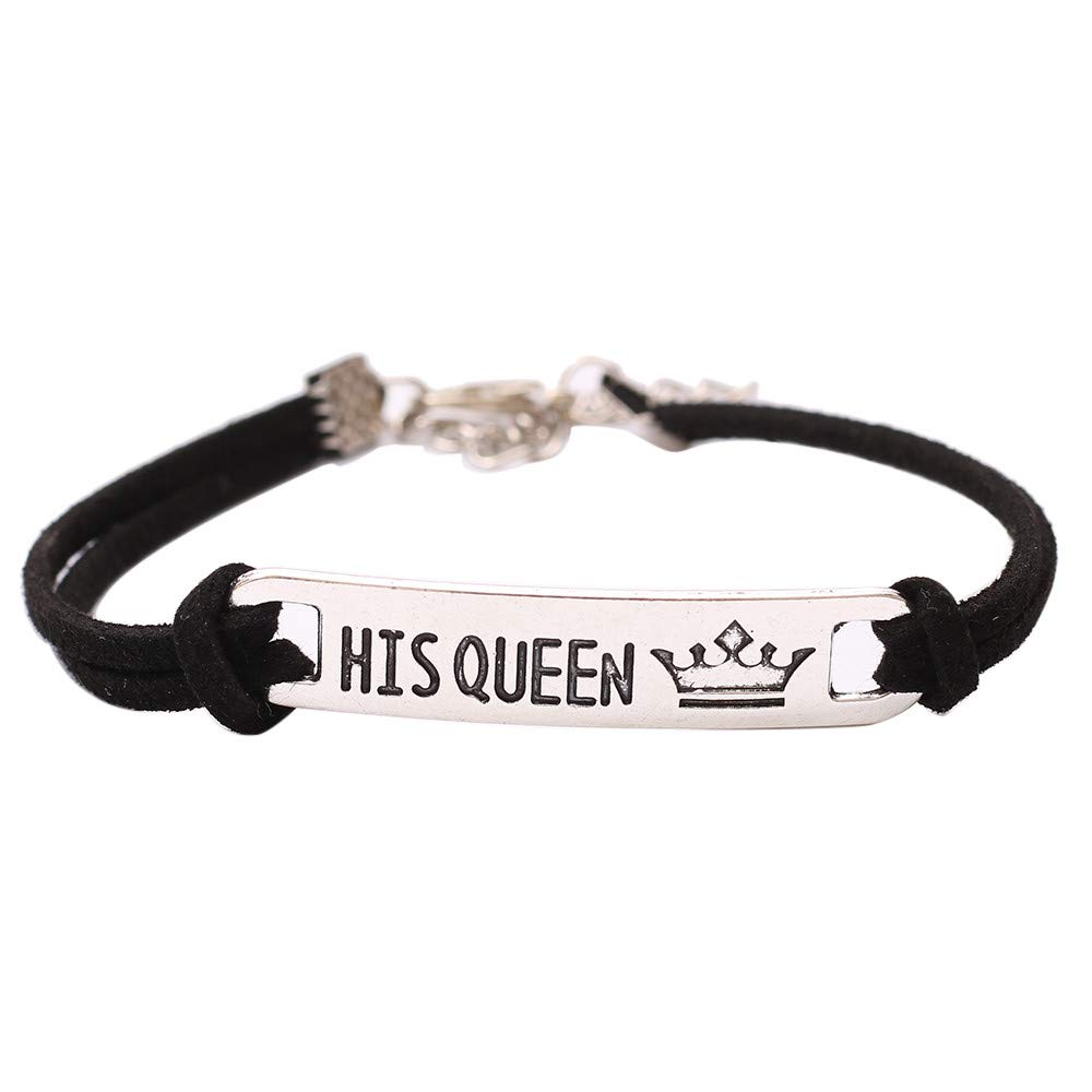 His and Hers Crystal Couple Bracelets - King & Queen Crown Charm Love Bracelet Set for Couples, Gift for Her/Him, Anniversary, Wedding, Valentine's Day - Perfect for Romantic Occasions and Everyday Wear