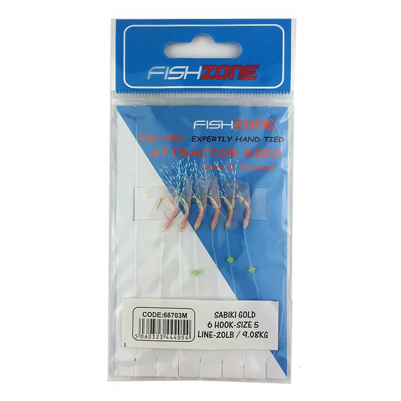 Fishzone Sabiki Gold Baitfish Lures - Premium Saltwater Fishing Lures for Trout, Mackerel & Perch | Perfect for Pier, Boat & Shore Fishing