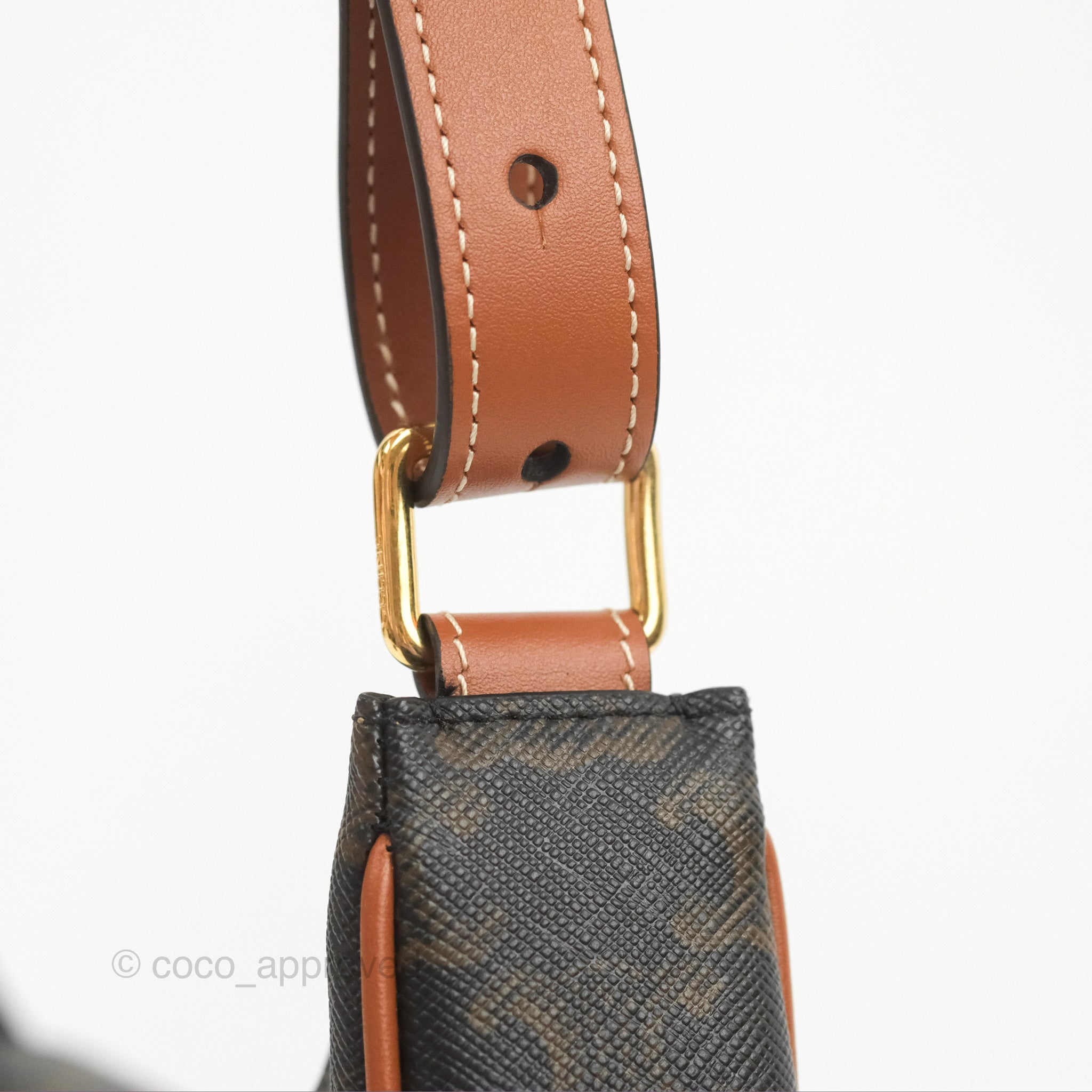 Celine Medium Ava Triomphe Bag in Triomphe Canvas & Tan Calfskin Leather - Luxury Shoulder Bag for Women, Perfect for Work, Travel & Everyday Use