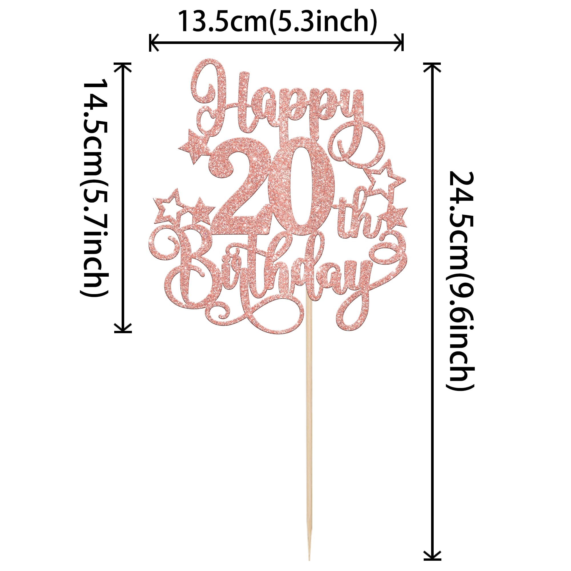 1 PCS Happy 20th Birthday Cake Topper - Glitter 