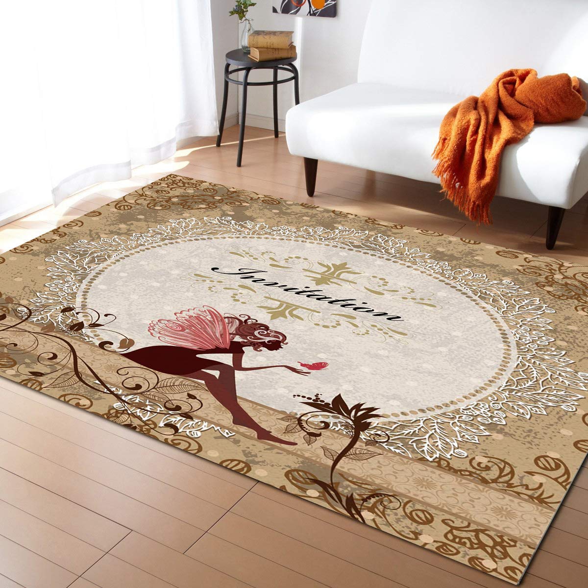 Vintage Floral Butterfly Area Rug - 2'7