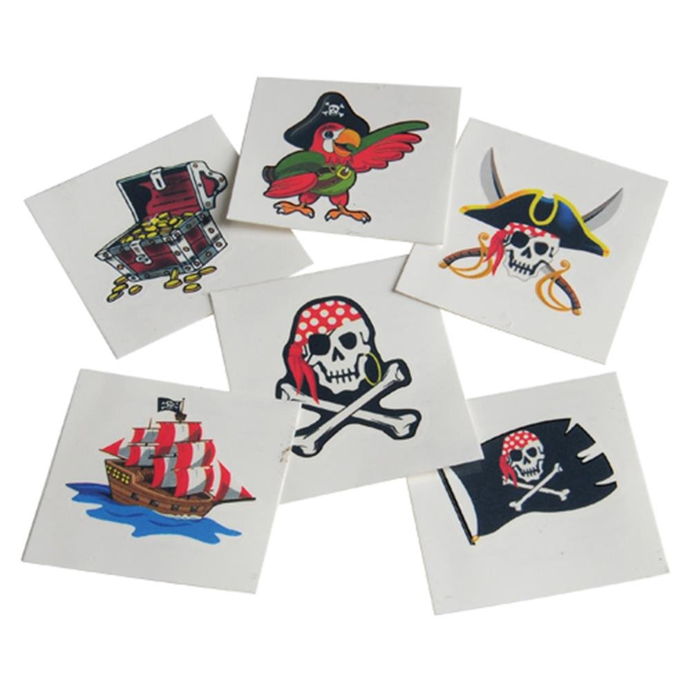 Pirate Temporary Tattoos for Kids - Safe & Fun Waterproof Fake Tattoos - Perfect for Halloween Costumes, Pirate Parties & Dress-Up Play