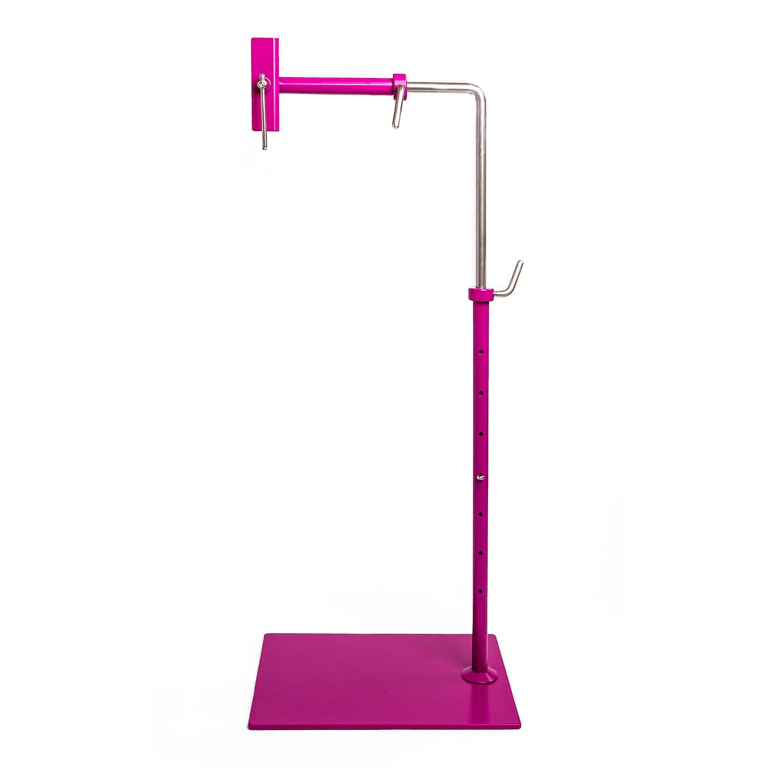 Fuchsia Cross Stitch Floor Stand with 16 Count Hand-Dyed Aida Fabric - Needlework Stand for Embroidery & Crafting | Perfect for Home Decor, DIY Projects & Gift Giving