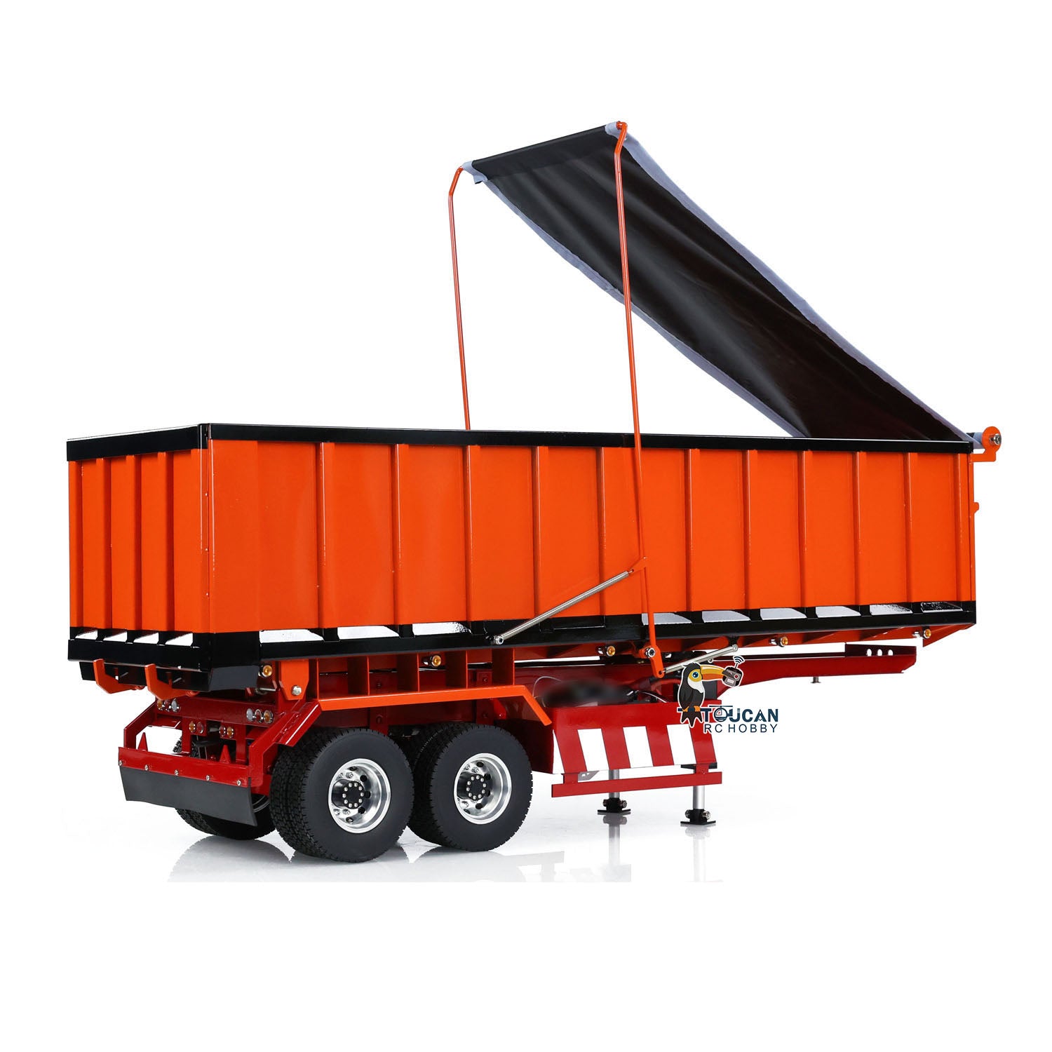 1/14 Scale Metal Hydraulic Dump Trailer with Electric Legs for TAMIYA RC Tractor Truck - DIY Remote Control Tipper Model with Pump & ESC - Perfect for RC Construction Vehicle Simulation and Hobbyist Collections