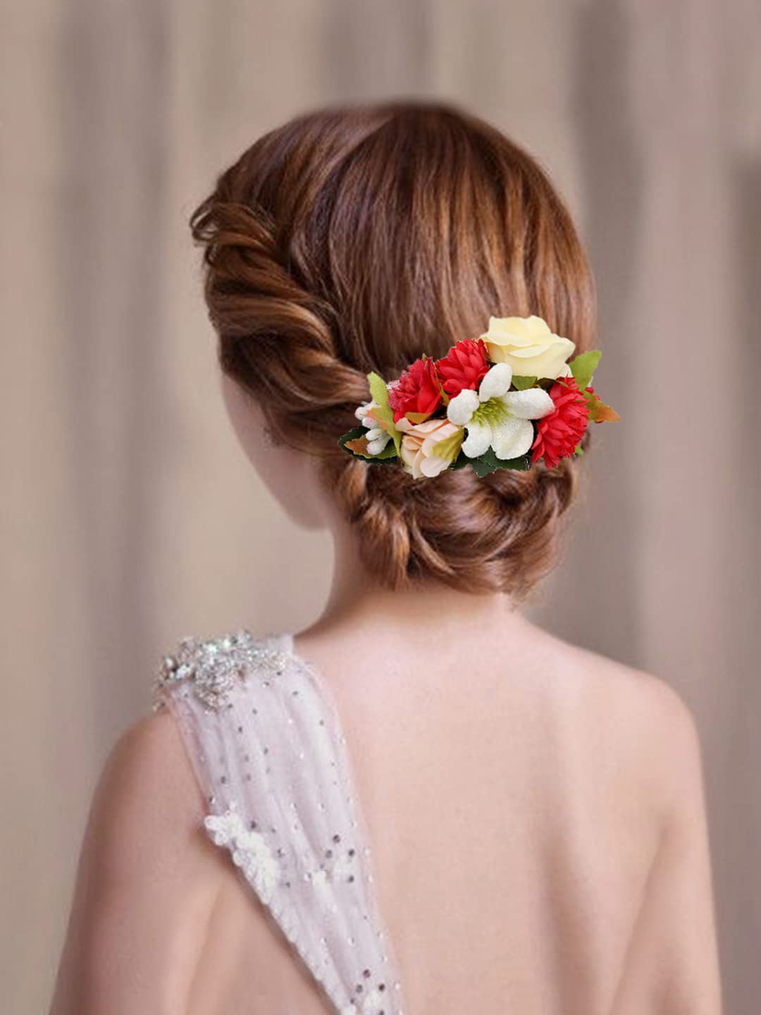 Yellow Chimes Comb Hair Pin for Women - Floral Hair Clip, Bridal Wedding Hair Accessories, Side Pin & Juda Pin - Perfect for Weddings, Parties & Everyday Styling