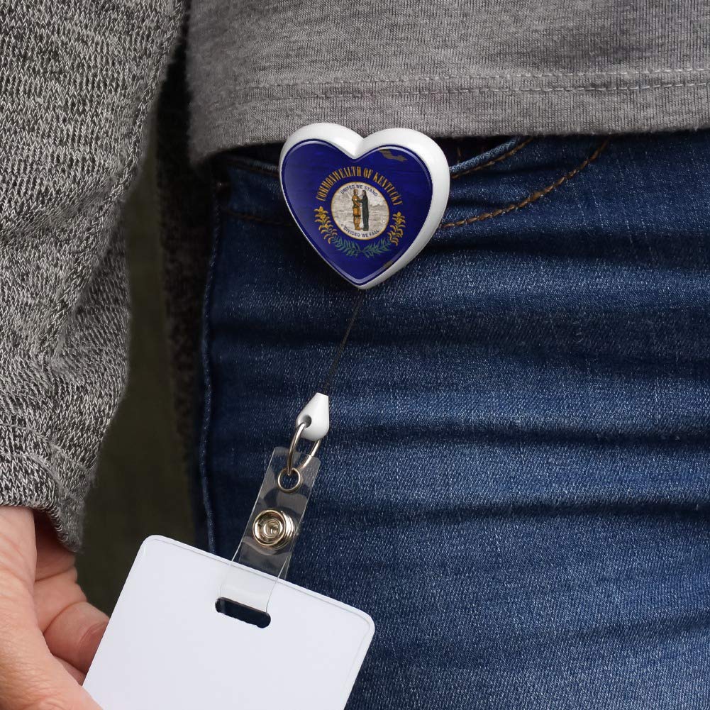 Rustic Kentucky Flag Lanyard - Retractable ID Badge Holder for Work & Travel