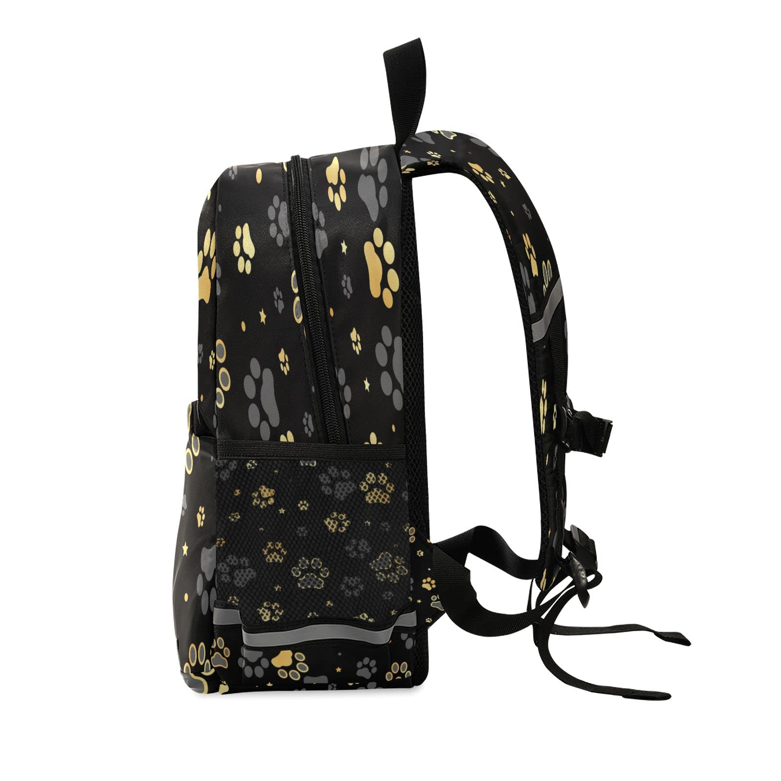 Kcldeci Gold Dog Paw Print & Star Kids Backpack with Safety Leash - Anti-Lost Toddler Backpack for Boys & Girls | Perfect for Preschool, Daycare & Travel
