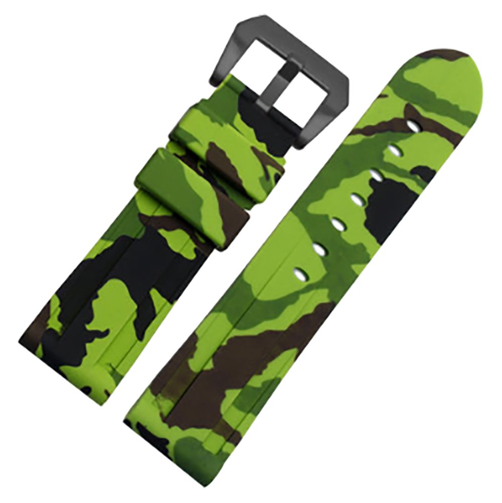 24mm Camouflage Diver Rubber Silicone Watch Band with PVD Tang Buckle - Compatible with Panerai Luminor - Waterproof & Durable for Scuba Diving, Outdoor Adventures & Daily Wear