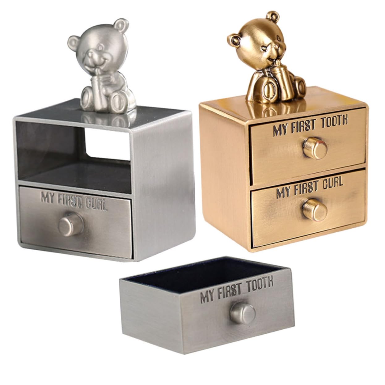 Toyvian Baby First Tooth Box - Metal Baby Tooth Keepsake Holder with Curl Design for Newborns | Perfect Baby Shower Gift & Milestone Memory Keepsake