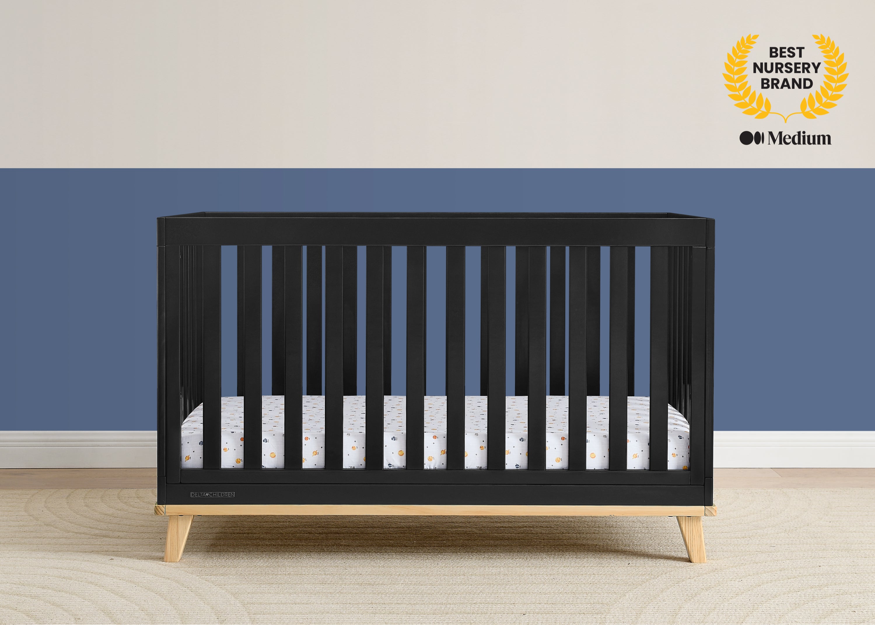 Frankie 4-in-1 Convertible Baby Crib - Toddler Bed, Daybed & Full-Size Bed - Safe & Stylish Nursery Furniture for Newborn to Adult - Perfect for Small Spaces & Modern Nurseries