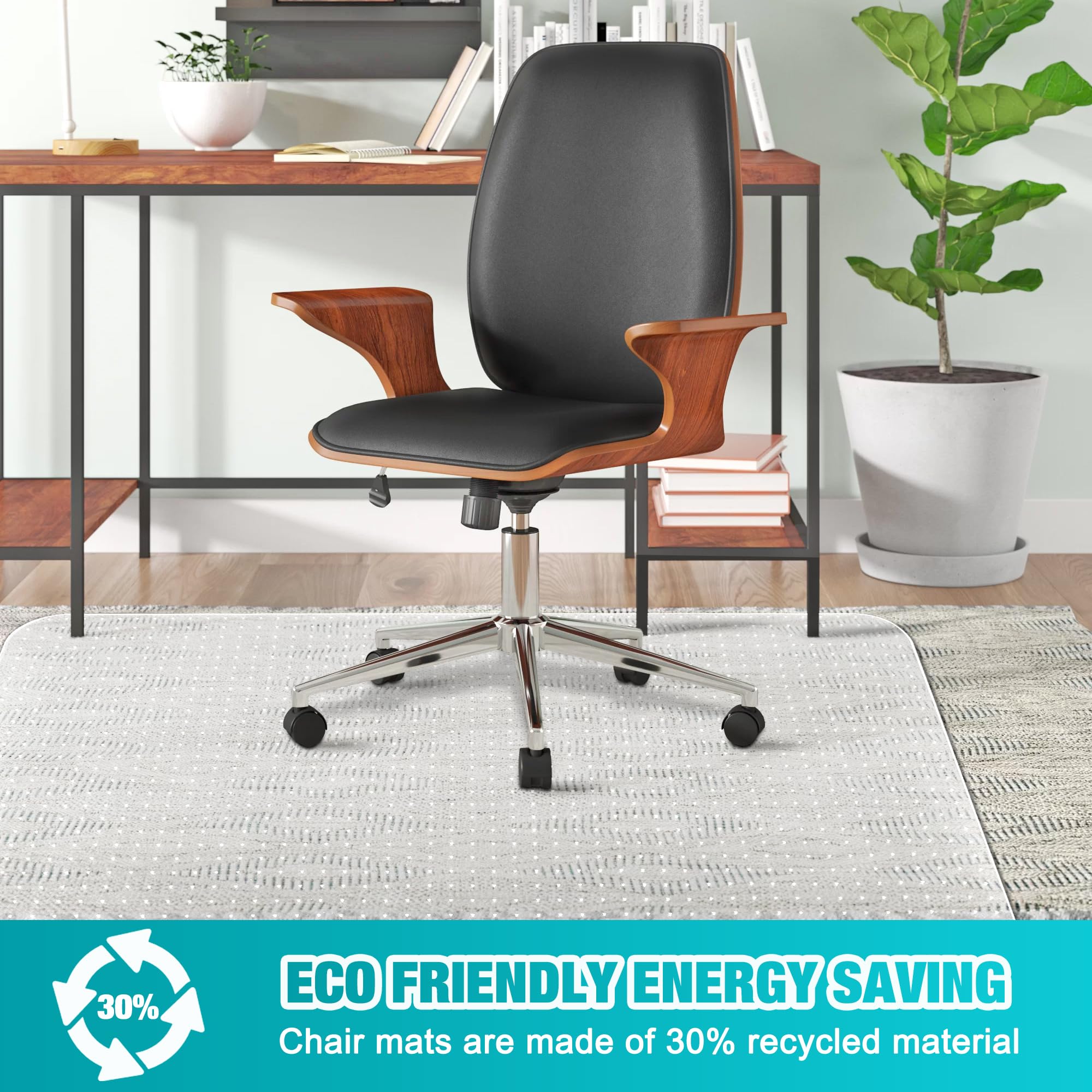 LeapYouth Clear Office Chair Mat for Carpets - Thick & Sturdy Desk Floor Protector for Low, Flat & No Pile Carpeted Floors - 48