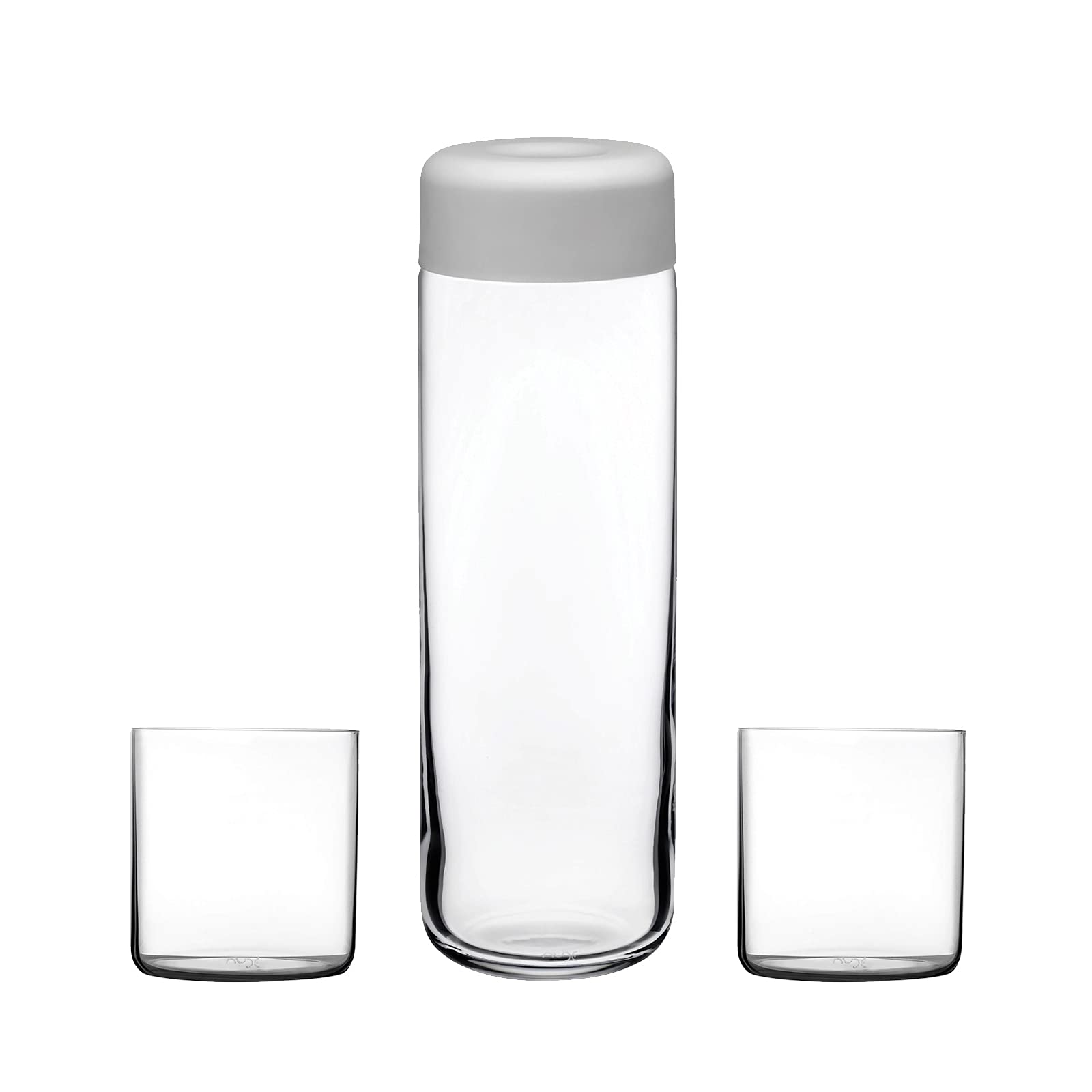 Premium Nude Glass Carafe and Tumbler Set - 1L Pitcher with 2 Matching Glasses for Water, Juice & Beverages - Elegant Home Bar, Dinner Party & Gift Idea