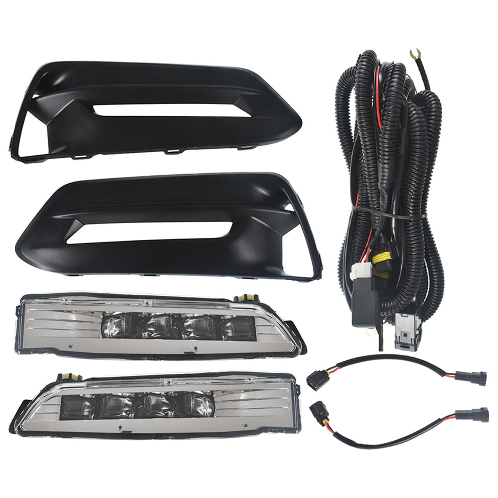 2018-2019 Honda Accord Sedan Fog Light Assembly Kit - 1 Pair Clear Lens Fog Lights with Bulbs, Covers & Wiring Harness Switch - Perfect for Night Driving & Bad Weather Visibility - Driver & Passenger Side Replacement