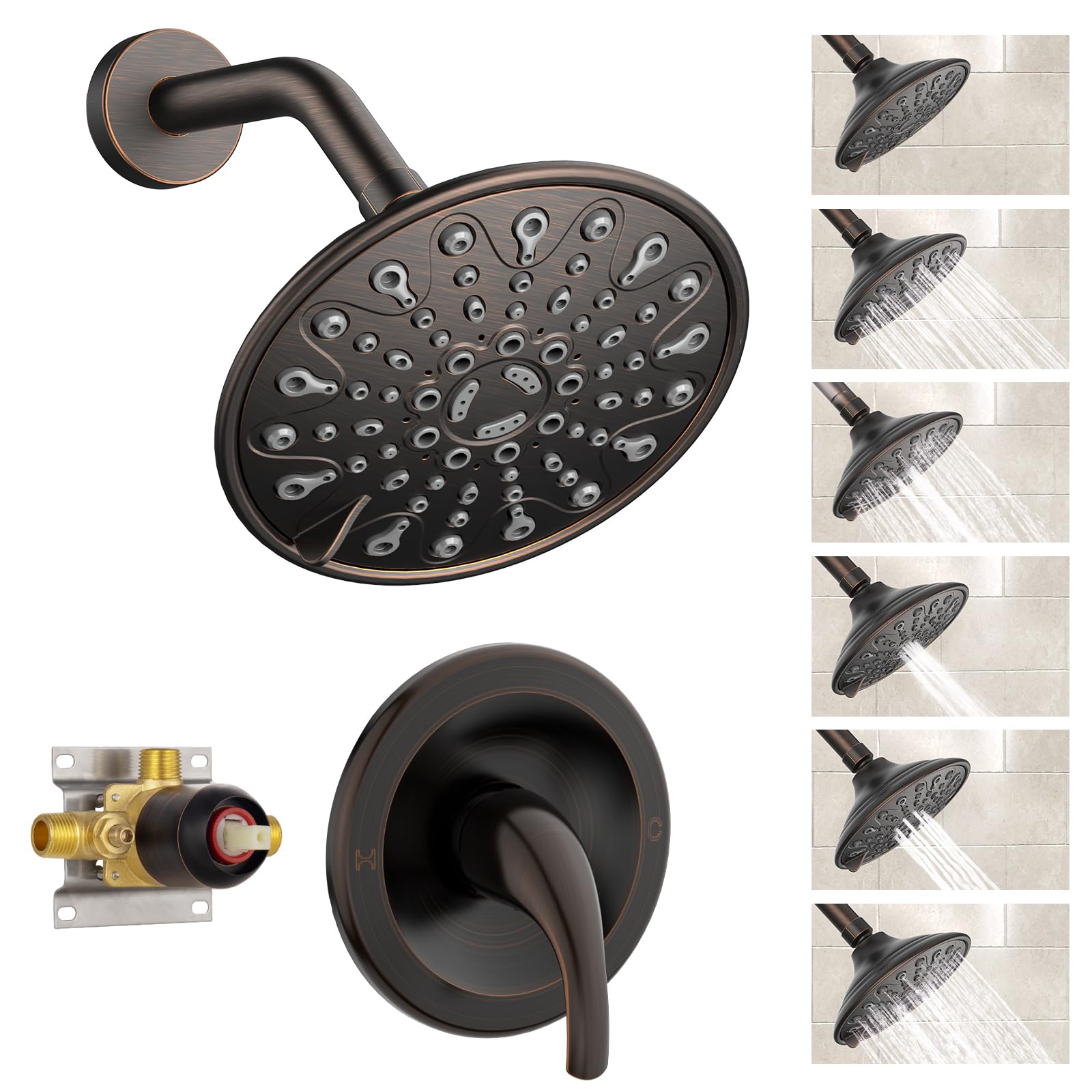 EMBATHER Single Handle Shower Faucet Set with 6