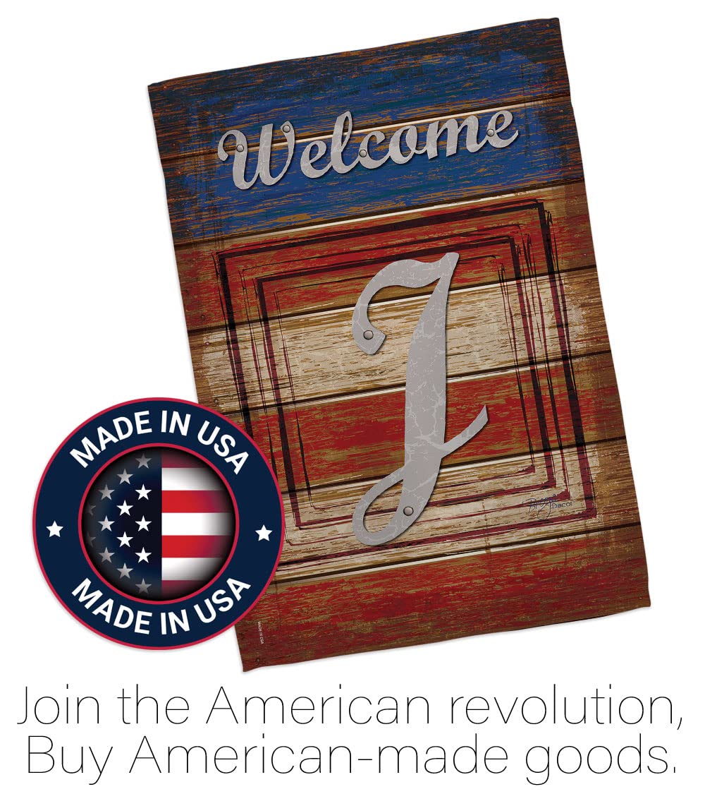 Breeze Decor Patriotic J Initial Garden Flag 13x18.5in - Perfect for Outdoor Decor