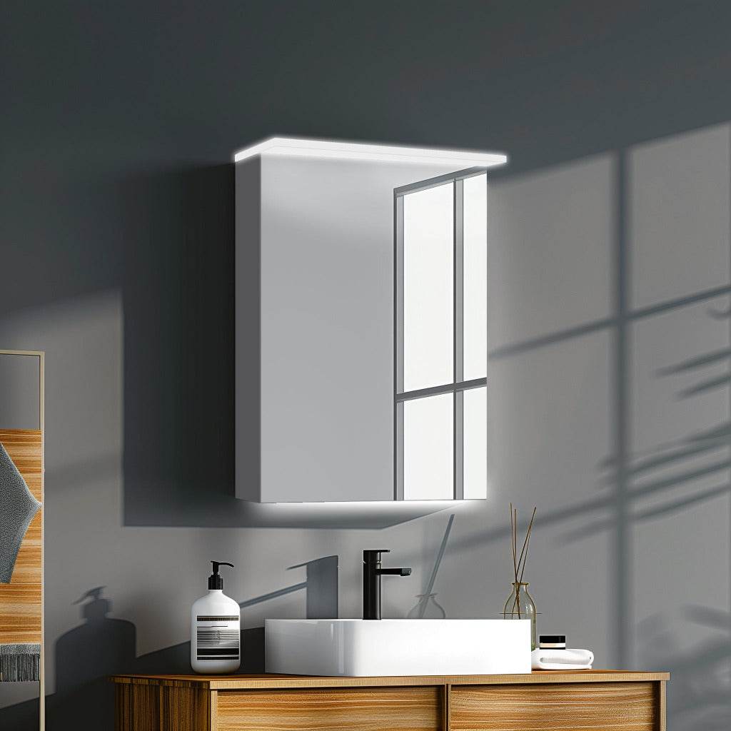 Garet 20W x 28H LED Medicine Cabinet with Mirror - Bathroom Wall Mounted Storage for Toiletries & Essentials, Perfect for Modern Homes & Apartments