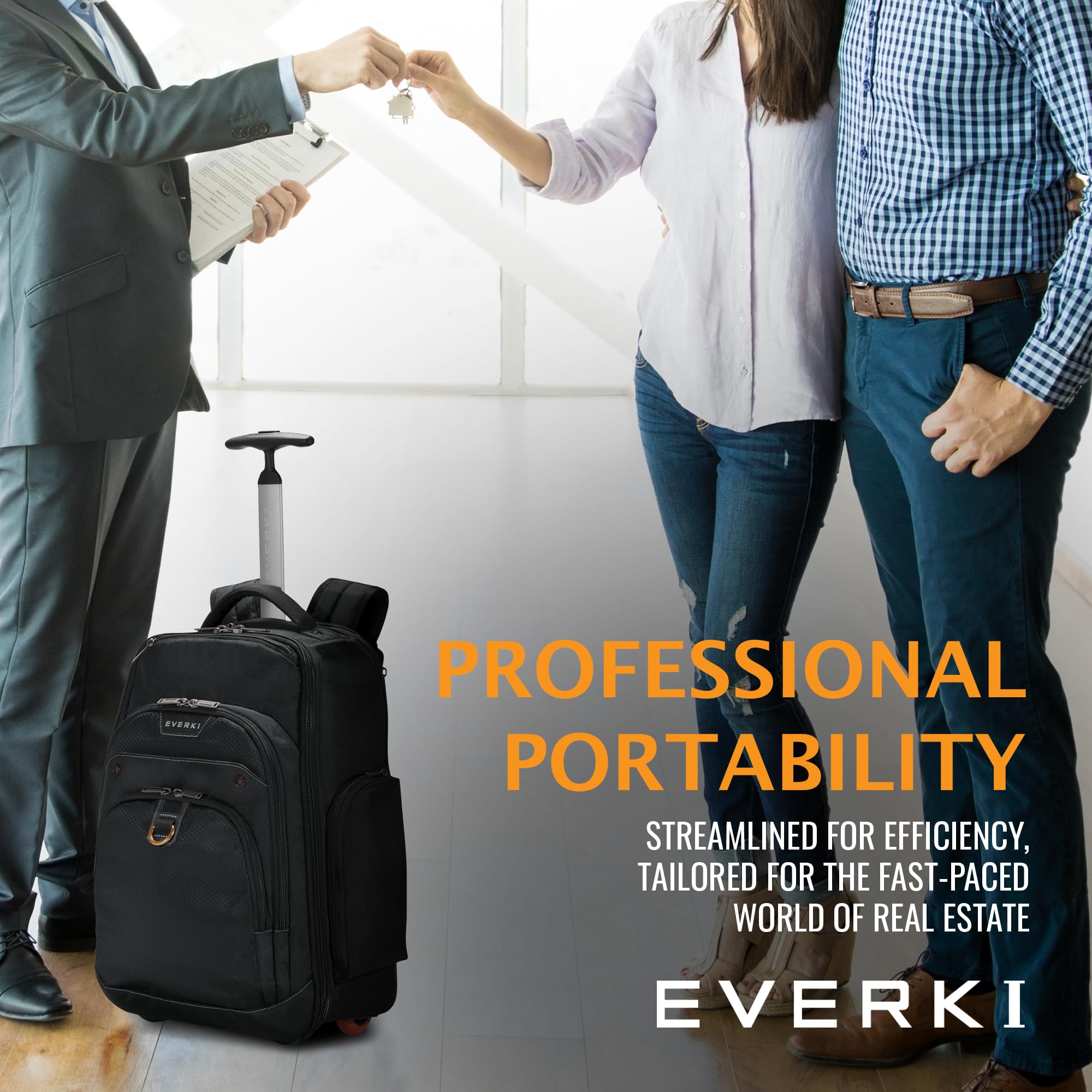 EVERKI Atlas Wheeled Laptop Backpack 13-17.3 Inch Trolley Bag with Adjustable Compartment - 30L Travel Cabin Rucksack for Men and Women, Fits Under Airplane Seat, Perfect for Business Travel, Commuting & Daily Use - Black
