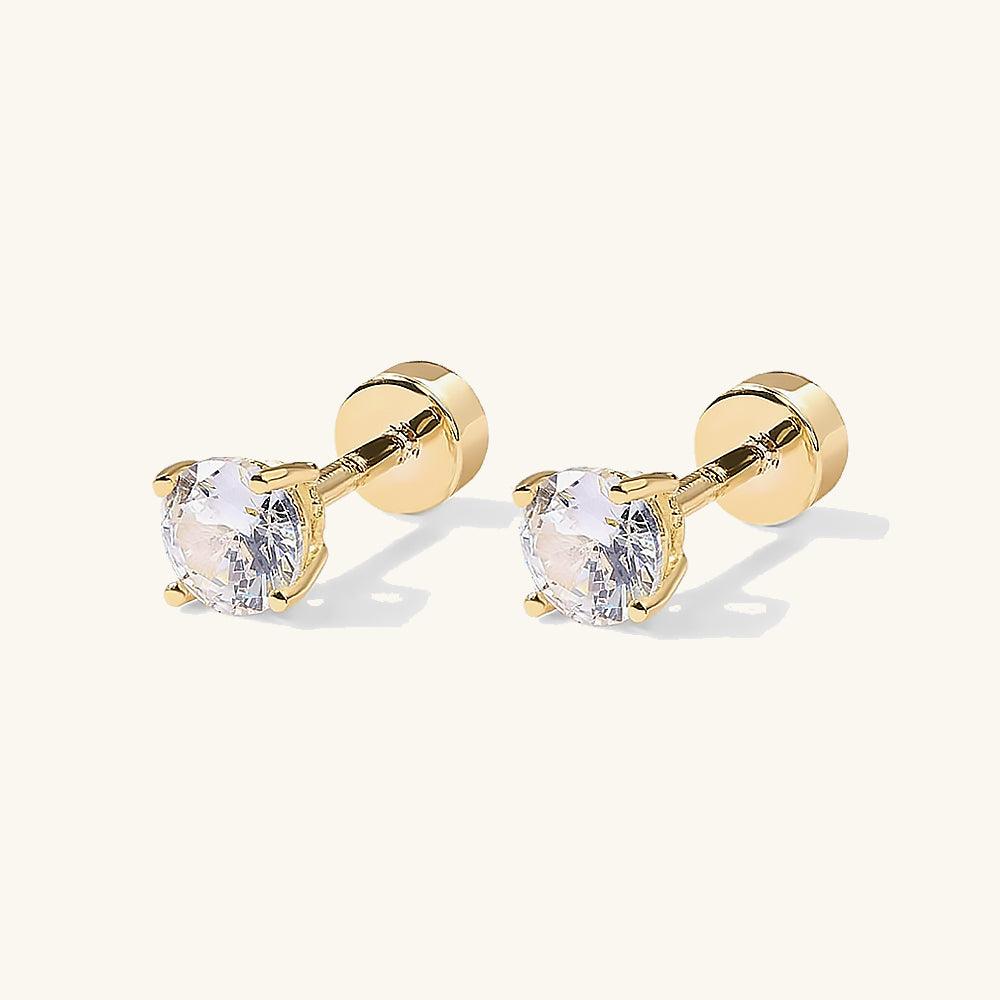 0.3CT Golden Moissanite Stud Earrings 4-Prong Setting | Hypoallergenic & Durable | Perfect for Weddings, Parties & Everyday Wear