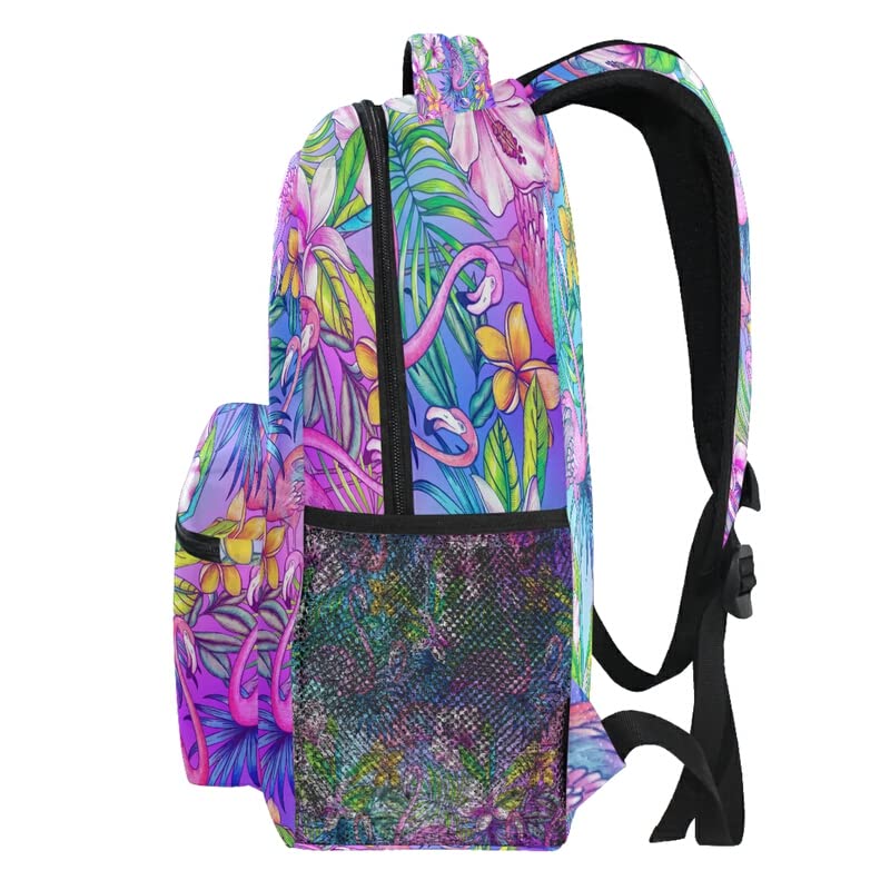 Stylish Pink Flamingo Tropical Print Laptop Backpack for College Students & Teens - Durable School Travel Backpack with Laptop Compartment for iPad, Tablet, Books - Perfect for Campus, Work Commute & Weekend Getaways