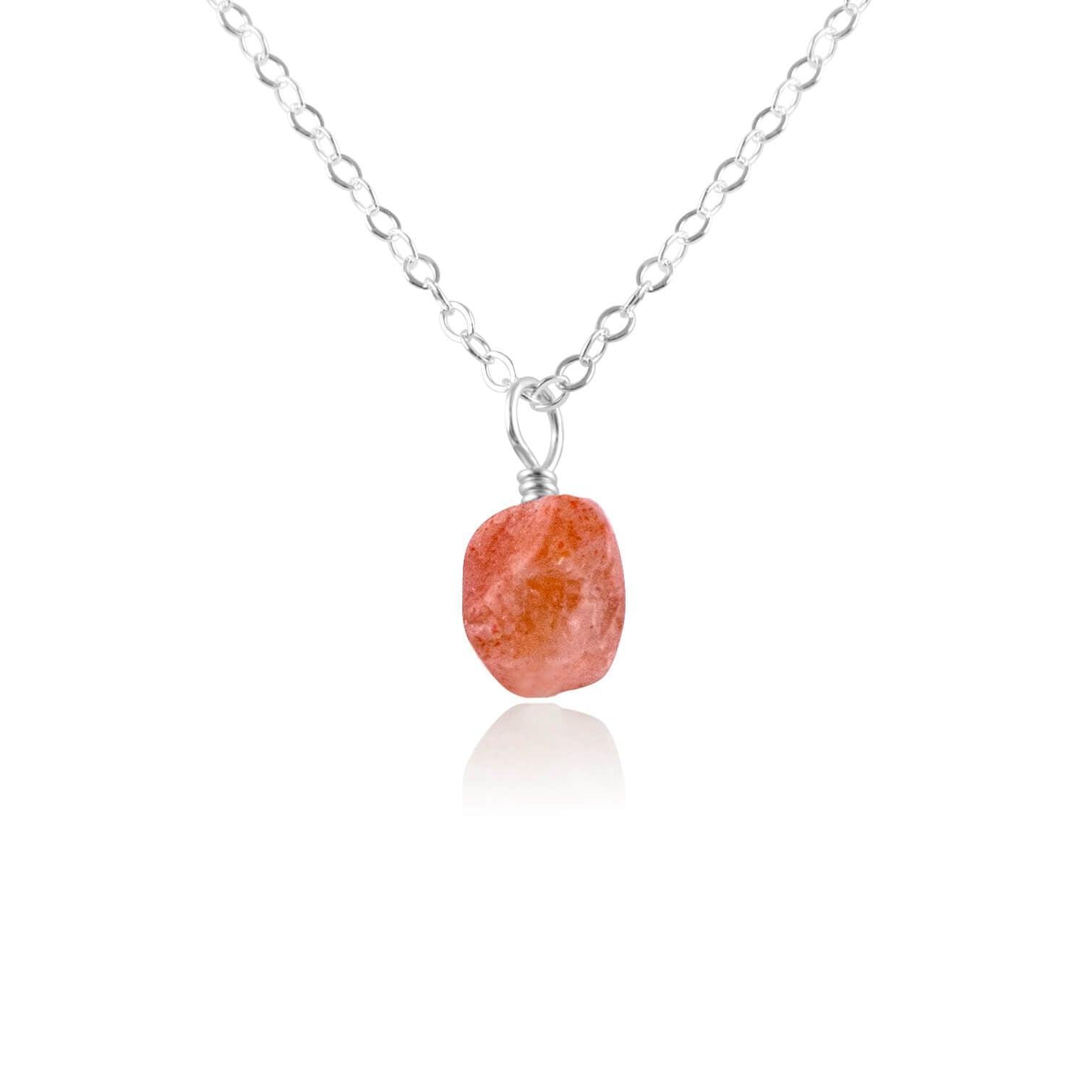 Natural Raw Sunstone Pendant Necklace - Dainty Healing Crystal Jewelry for Women - Perfect for Spiritual Healing, Meditation & Everyday Wear