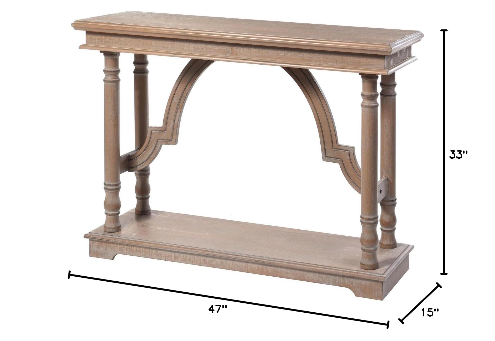 47 Inch Solid Wood Trestle Console Table with Elegant Arch Detail - Entryway Sofa Table, Hallway Accent Furniture for Living Room & Foyer Decor