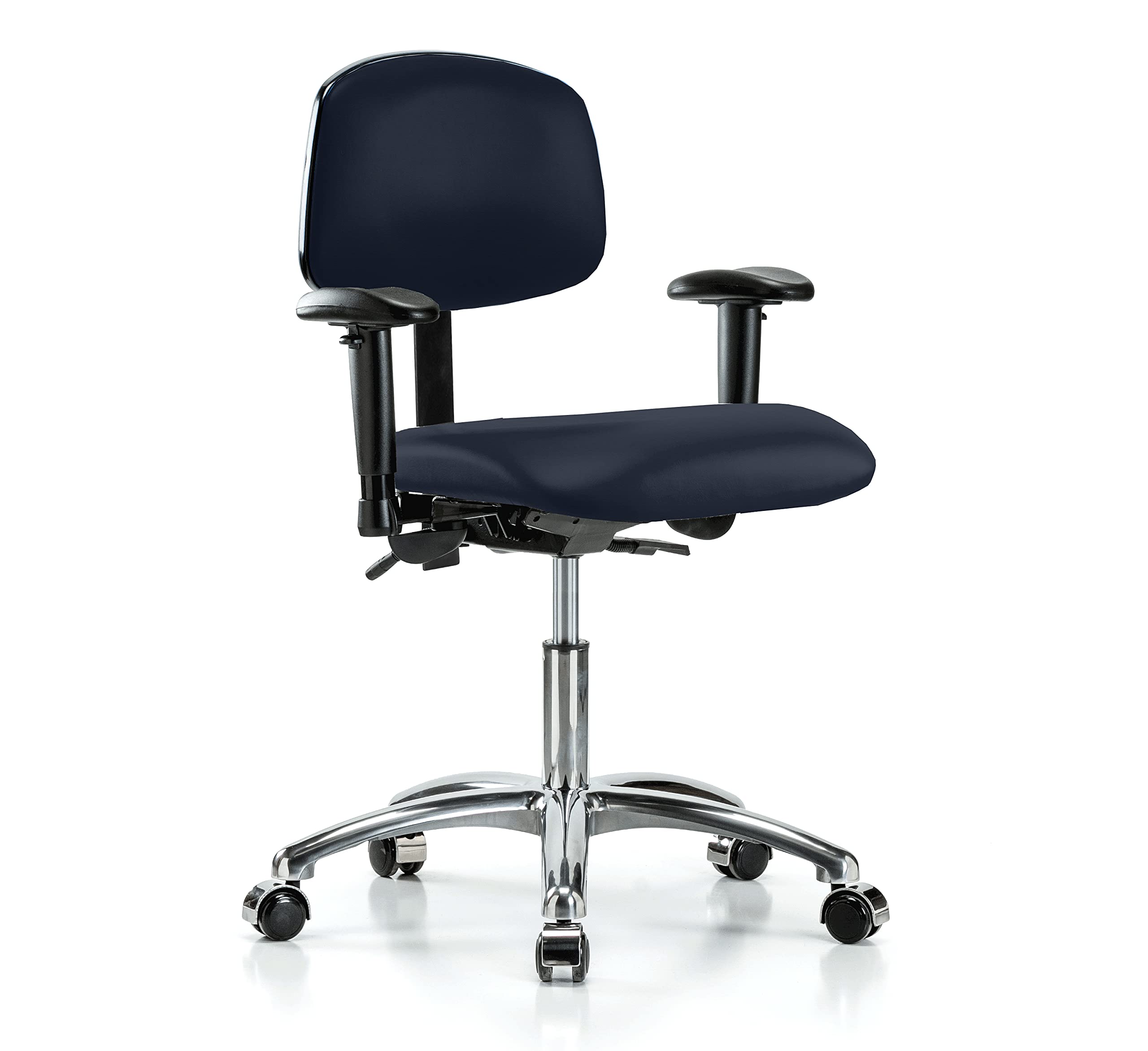Ergonomic Chrome Rolling Swivel Chair for Hardwood & Tile Floors - Adjustable Desk Height with Premium Imperial Fabric - Perfect for Home Office, Study Room & Workspace