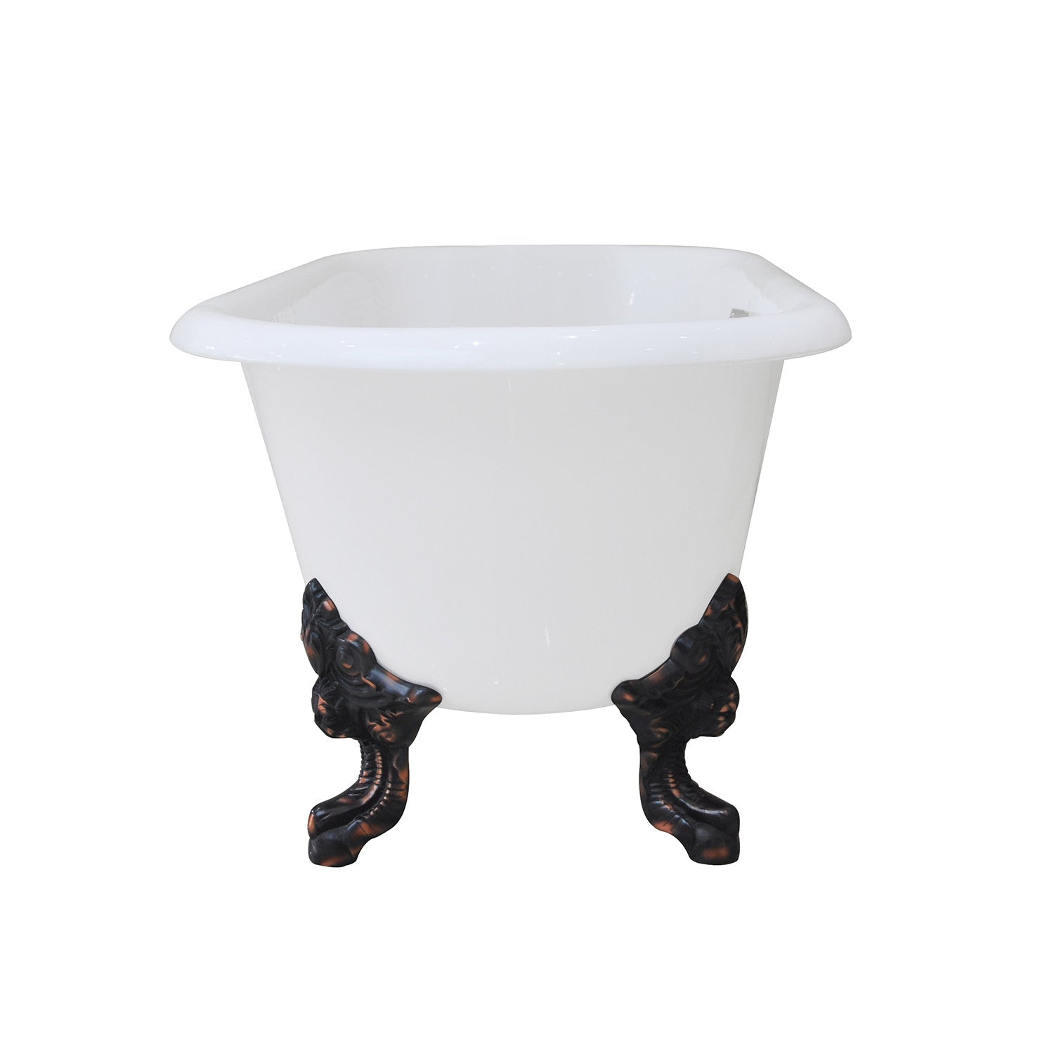 72 Inch White Cast Iron Clawfoot Bathtub - Oil Rubbed Bronze Oval Double Ended Freestanding Tub (No Faucet Holes) for Vintage Bathroom & Luxury Spa Retreat