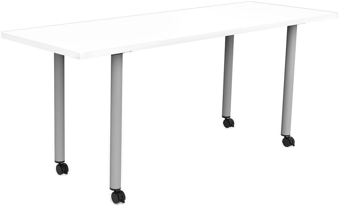 Safco JURNI 72 x 24 Inch Adjustable Height Multi-Purpose Table with Post Leg & Casters - Heavy Duty Workbench, Office Desk, Craft Table for Home & Commercial Use [JN7224NFXPCA]