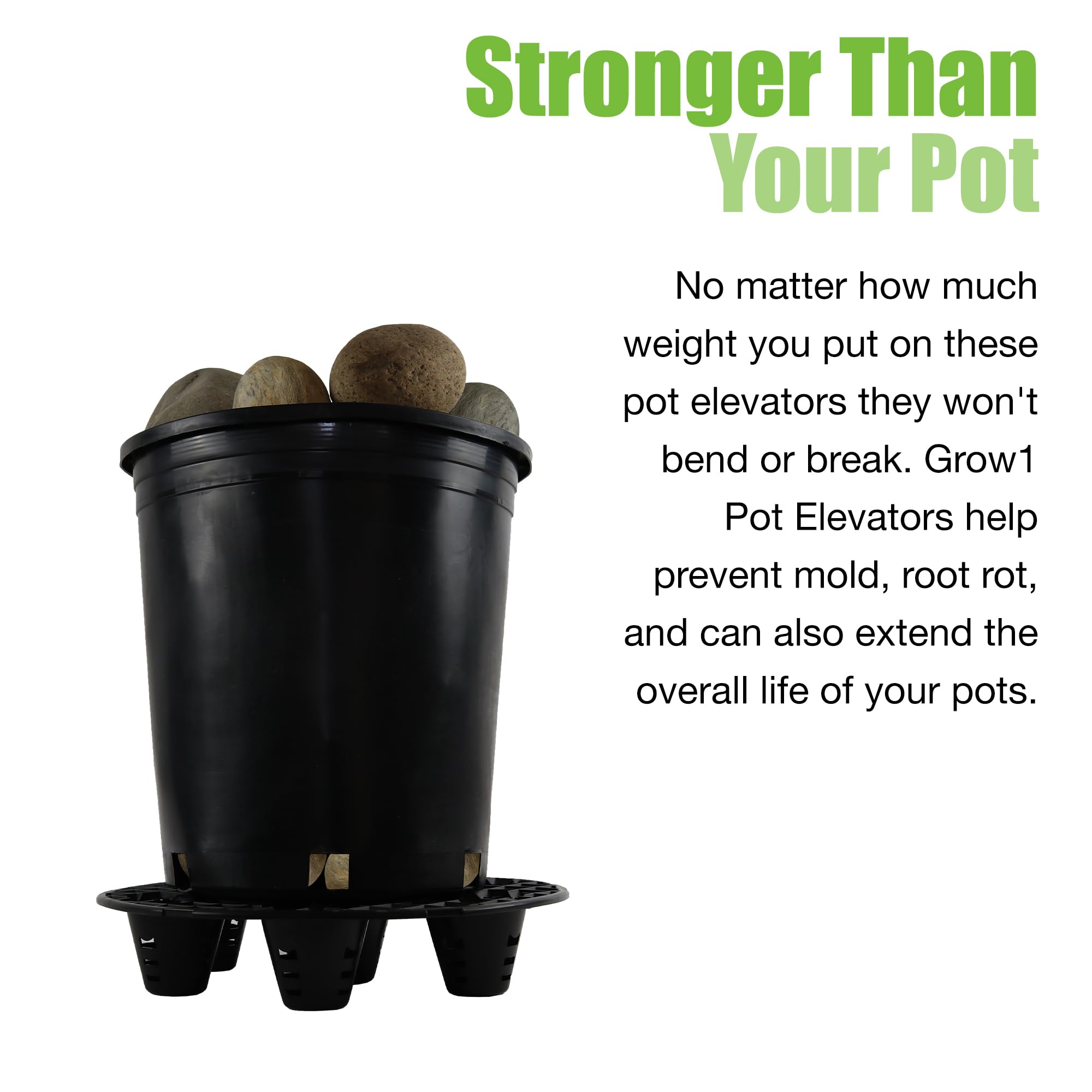 Grow1 13-Inch Plant Pot Stand with Drainage Holes - Heavy Duty Plant Elevator for Indoor/Outdoor Use - Perfect for Potted Plants, Flowers, and Herbs on Patio, Deck, or Garden