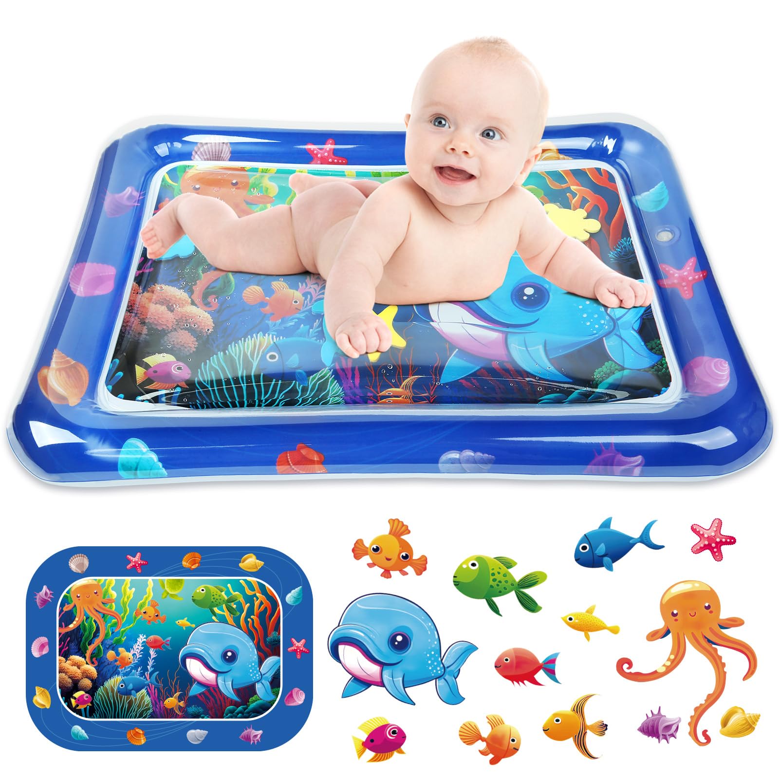 Inflatable Tummy Time Water Mat for Babies 3-24 Months | Premium Developmental Baby Play Mat | Portable Infant Toys for Crawling & Sensory Play | Perfect Baby Shower Gift for Newborns & Toddlers
