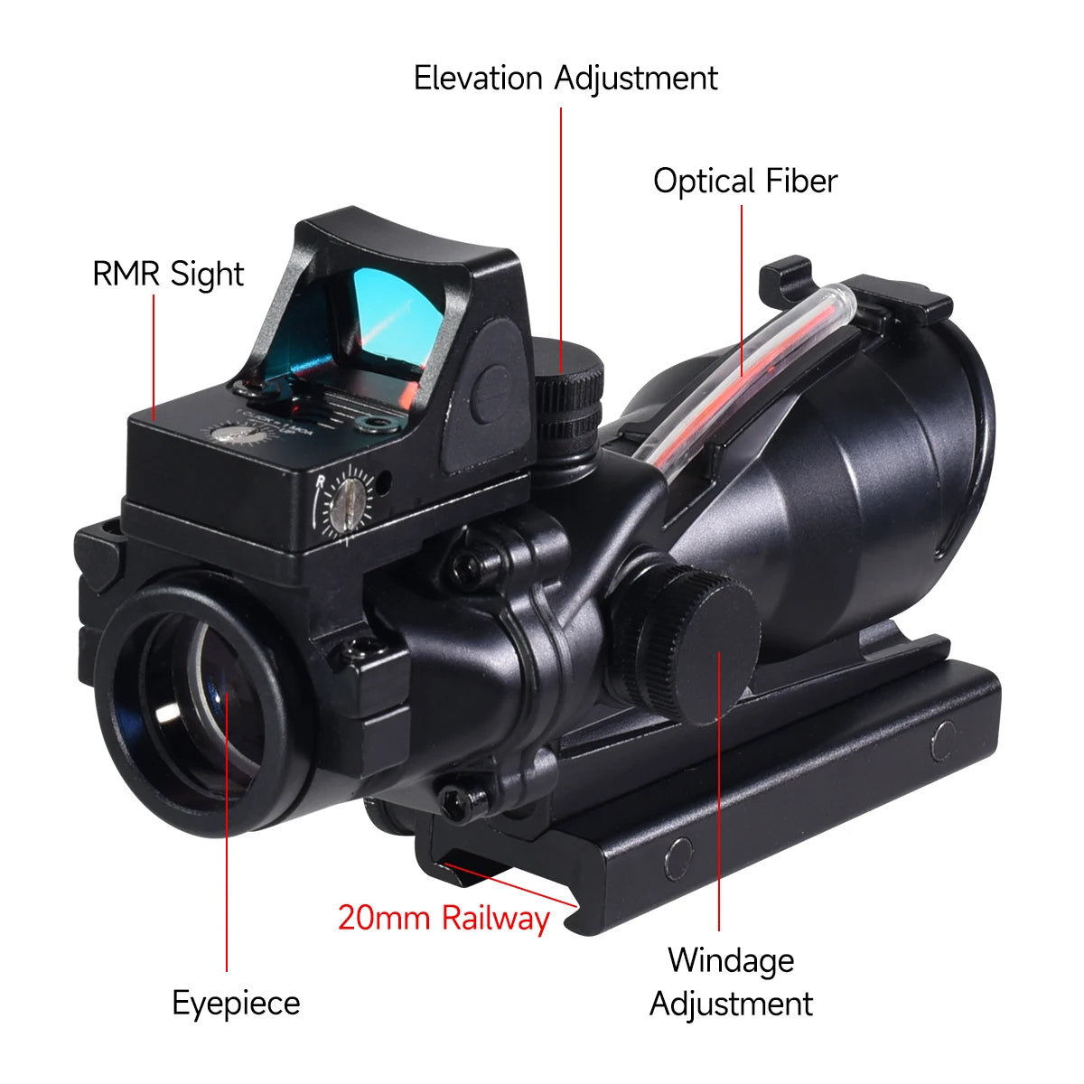 Trijicon ACOG 4X32 Rifle Scope with RMR - Fiber Optic Red/Green Dot Illumination, Etched Reticle - Perfect for Hunting, Tactical Shooting & Outdoor Adventures