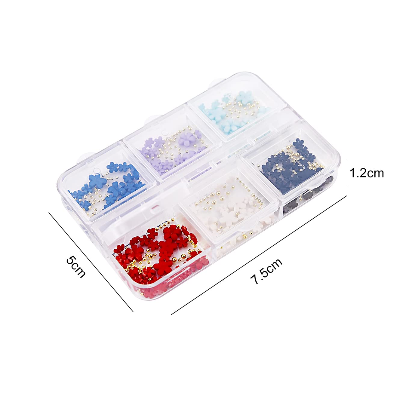WXJ13 2 Boxes 3D Flower Nail Charms with Rhinestones & Metal Caviar Beads - Acrylic Nail Art Decorations for DIY Manicure, Wedding, Party & Salon Nail Designs