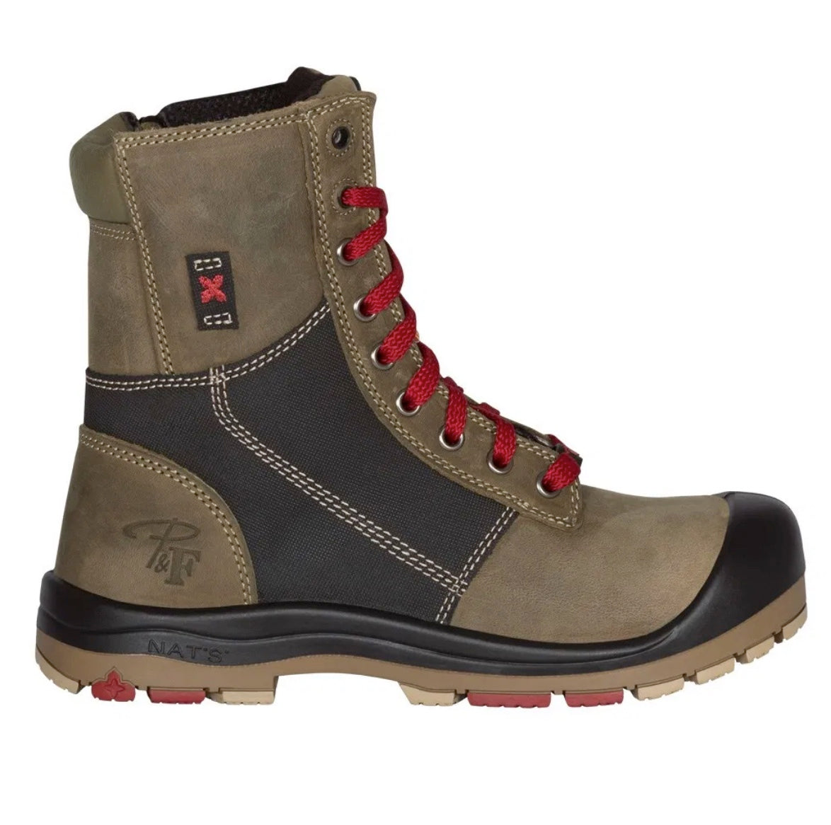 P&F 368 Kaki Women's 8 Steel Toe Work Boots with Side Zipper - Durable Safety Shoes for Construction, Warehouse & Outdoor Work