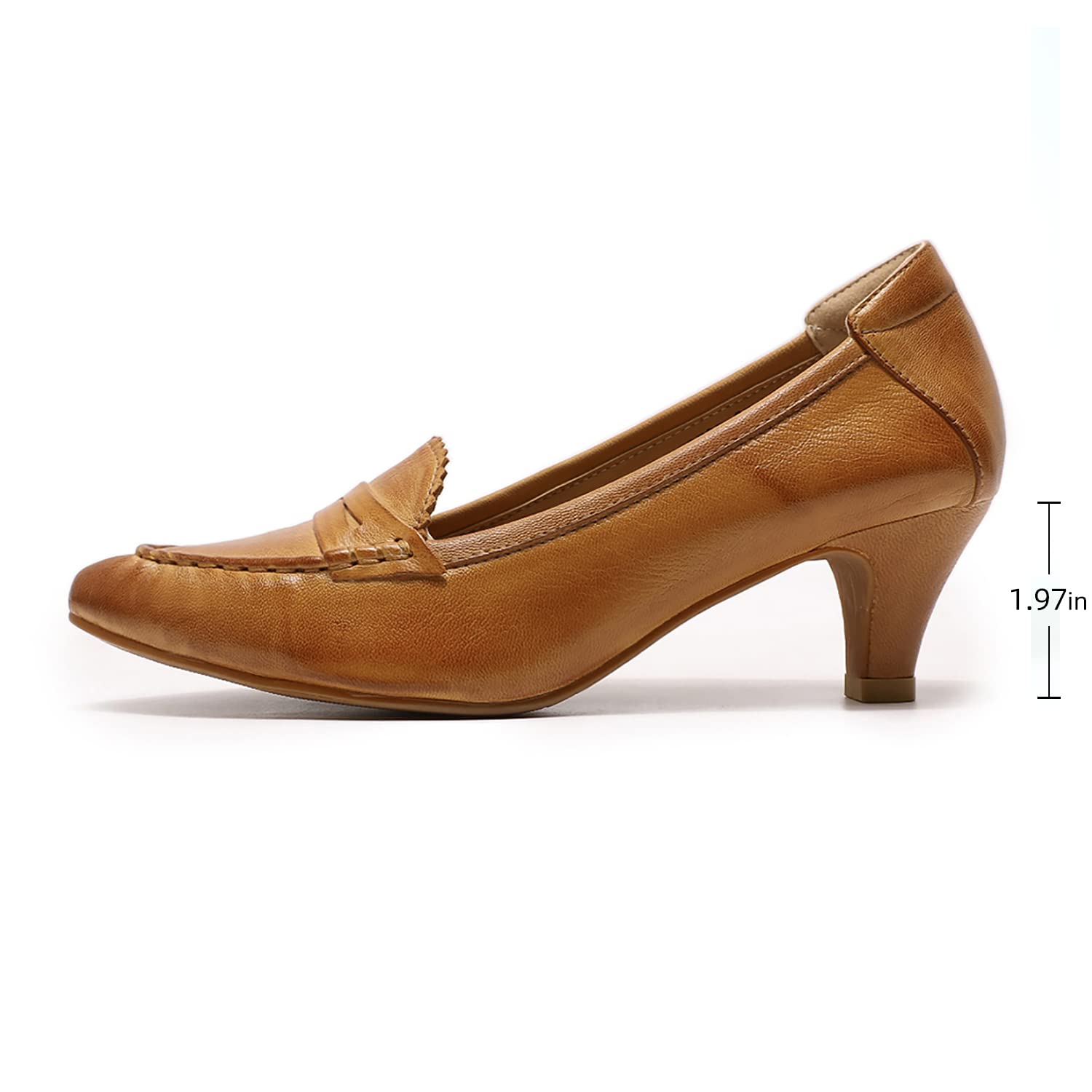 Mona Flying Women's Leather Pumps - Medium Heel Pointed Toe Dress Shoes for Office, Work & Professional Occasions | Comfortable & Stylish Ladies' Work Shoes for Business, Meetings & Formal Events
