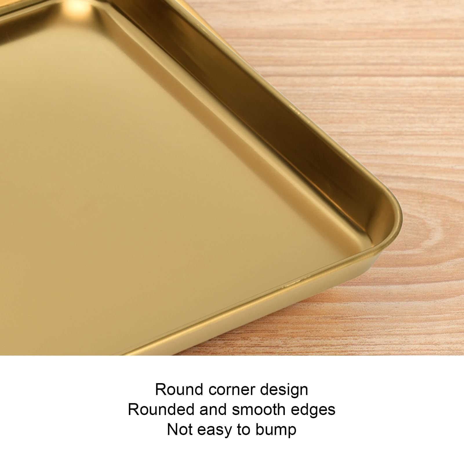 Premium Stainless Steel Serving Trays - Gold Decorative Metal Food Trays for Restaurants & Home Use | Jewelry Display & Storage | Elegant Dining & Party Serving