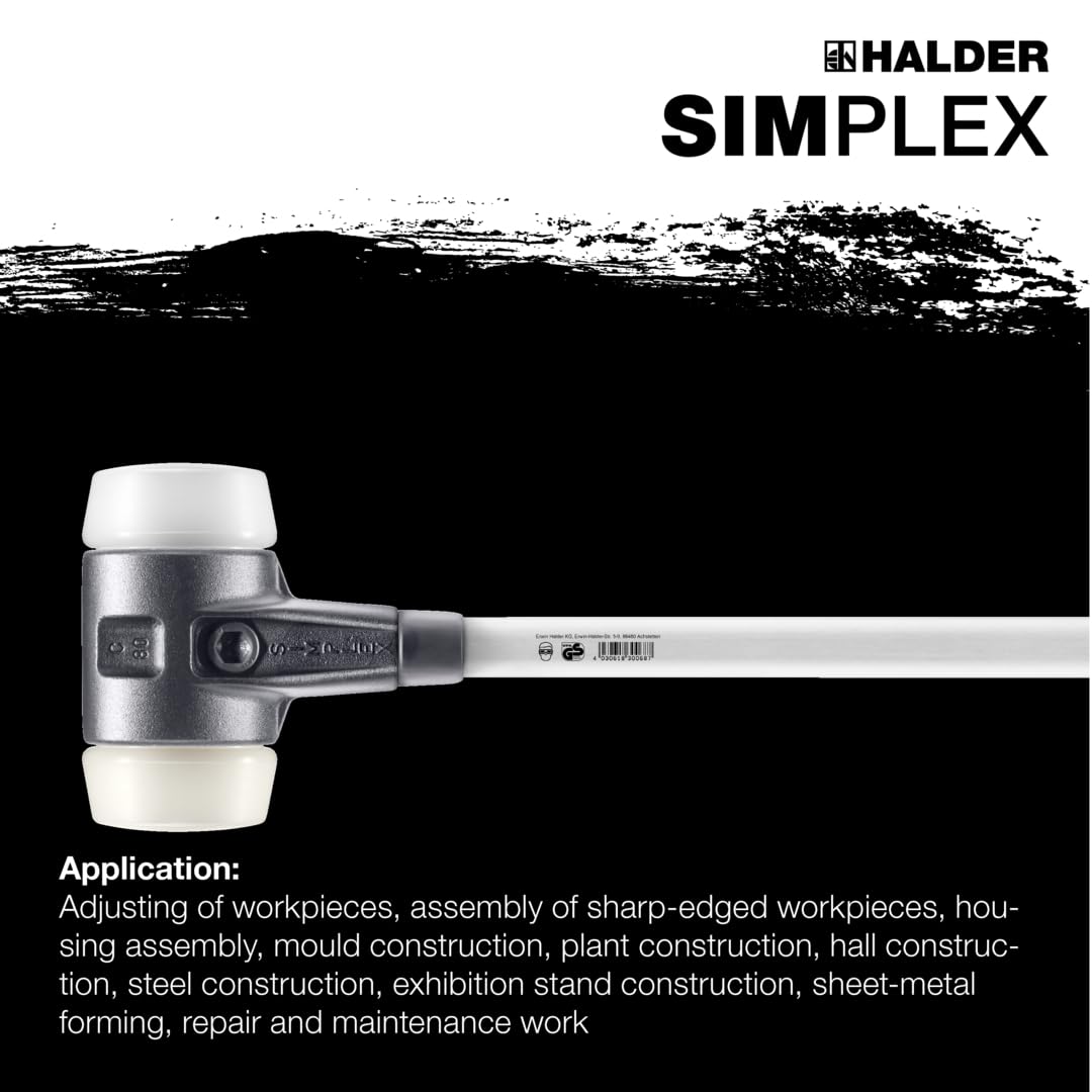 Halder 3778081 Heavy Duty Sledge Hammer - 80mm Cast Iron Head with Superplastic/Nylon Housing - Multi-Color Construction Hammer for Demolition, Blacksmithing & Metalwork - Perfect for Construction Sites, Home Renovations & DIY Projects