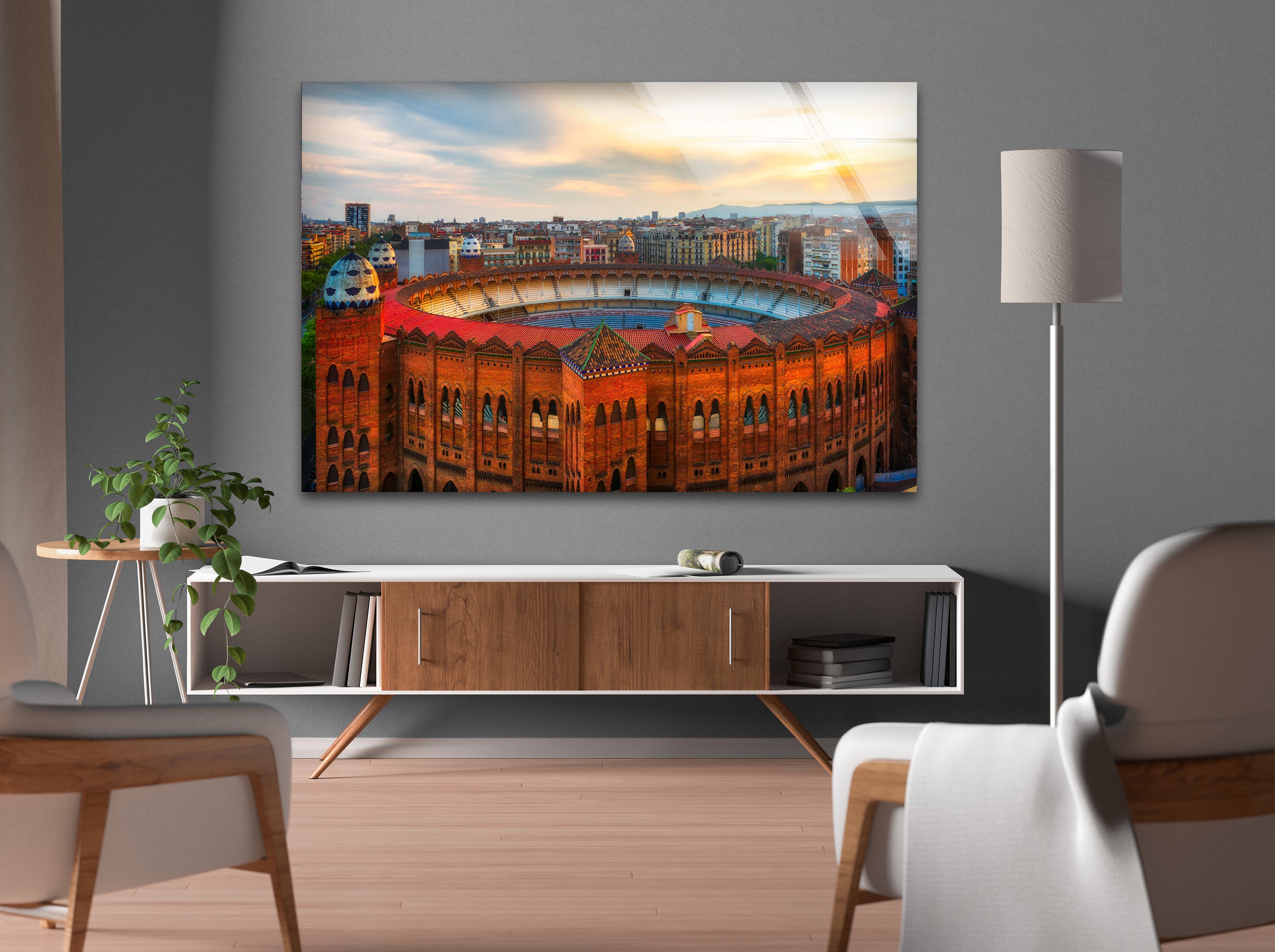 Barcelona Glass Wall Art – Iconic Spanish Landmark with Historic Architecture Decor for Home, Office & Gifts | Modern Cityscape Artwork for Living Room, Bedroom & Office Decor