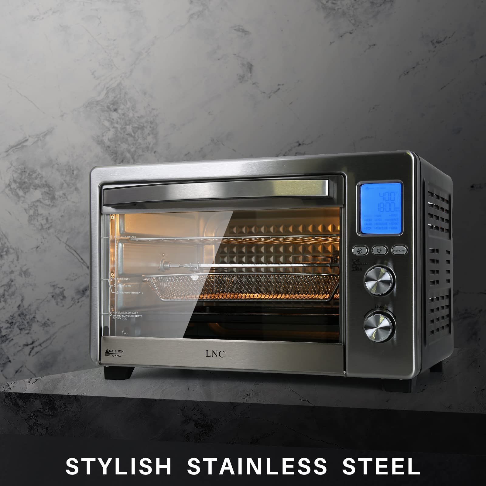 LNC 34QT Extra Large 1750W Toaster Oven Air Fryer with 12 Cooking Functions, Convection Countertop Oven for Baking, Roasting & Reheating - Perfect for Kitchens, Dorms & Small Spaces (Model A05000B)