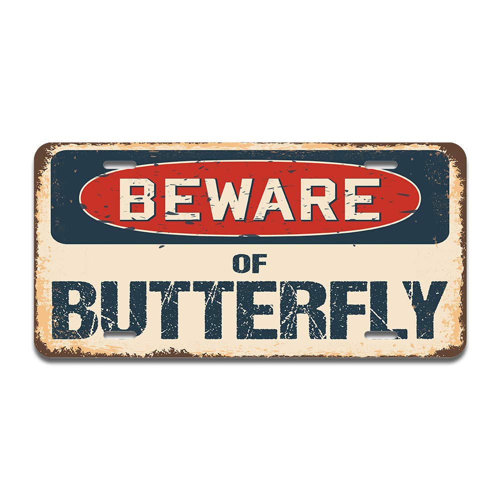 SignMission Beware of Butterfly Aluminum License Plate 12