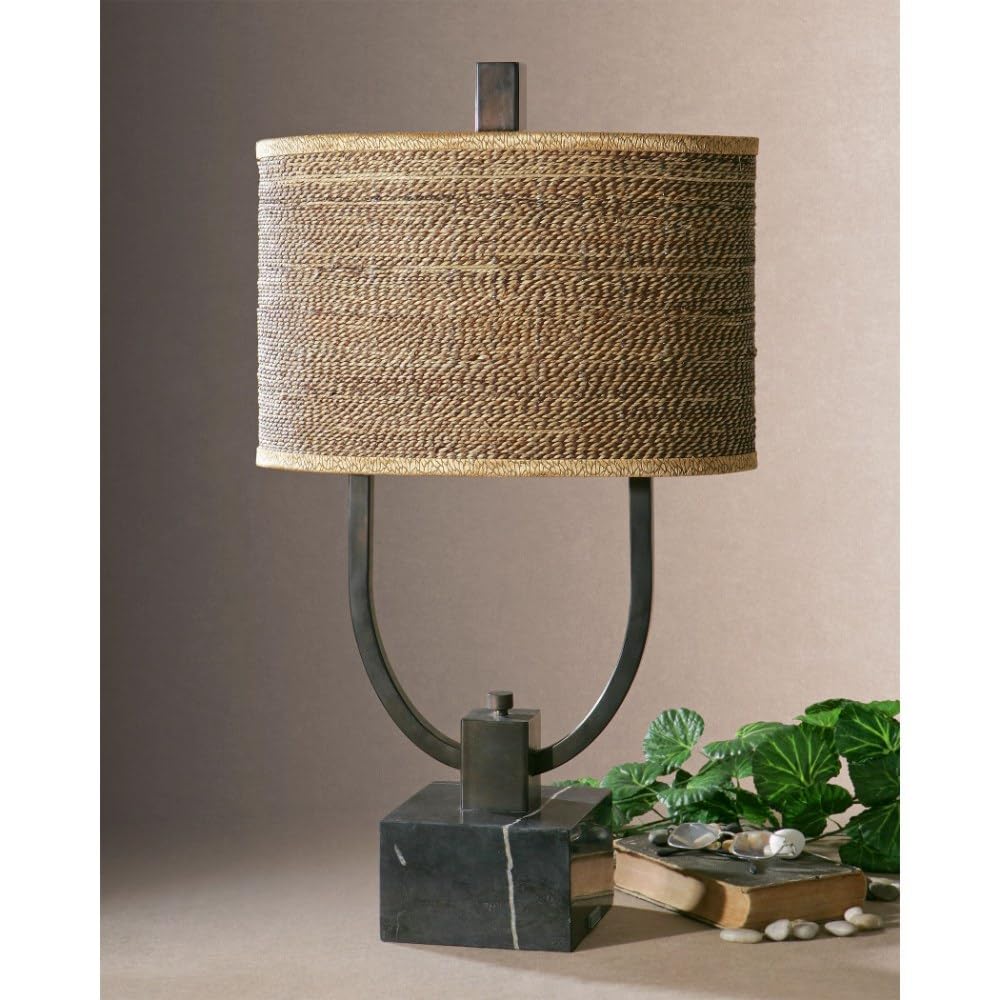Modern Tall 2-Light Table Lamp with Woven Rattan Oval Drum Shade - On/Off Switch - Perfect for Living Room, Bedroom, or Office Decor