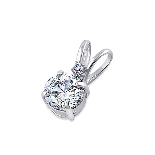 14K White Gold Round CZ Pendant - 4.5MM Sparkling Cubic Zirconia Necklace for Women, Elegant Jewelry Gift for Anniversary, Birthday & Special Occasions
