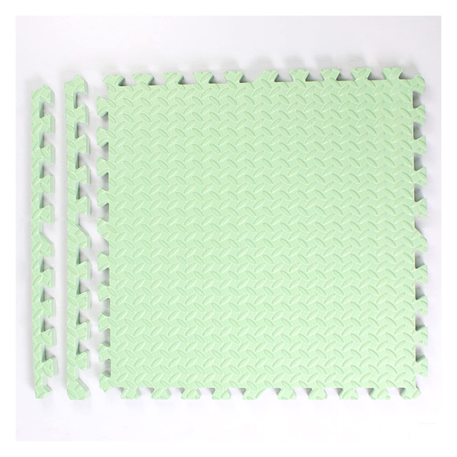 12-Piece Interlocking EVA Foam Floor Mat Set - 1/2 Inch Thick Puzzle Tiles with Borders, Non-Slip Exercise Mats for Playroom, Nursery, Gym & Home Workouts - 24x24 Inch Light Green Tiles - Perfect for Kids Play Areas, Yoga & Fitness Spaces