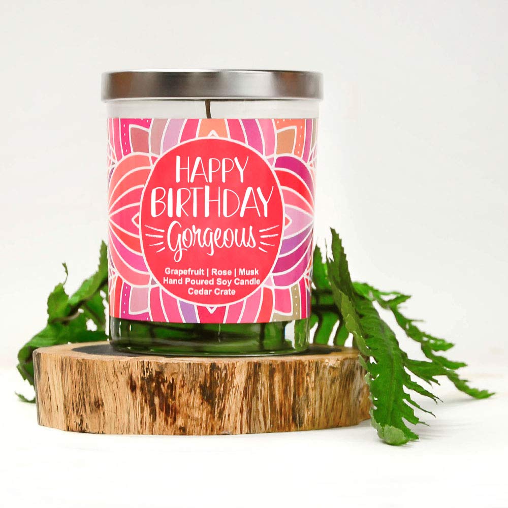 Happy Birthday Gorgeous - Luxury Scented Soy Birthday Candle for Women, Best Friend, Mom, Sister, Wife, Girlfriend | Made in USA, Decorative Gift for Birthdays, Anniversaries, and Special Occasions